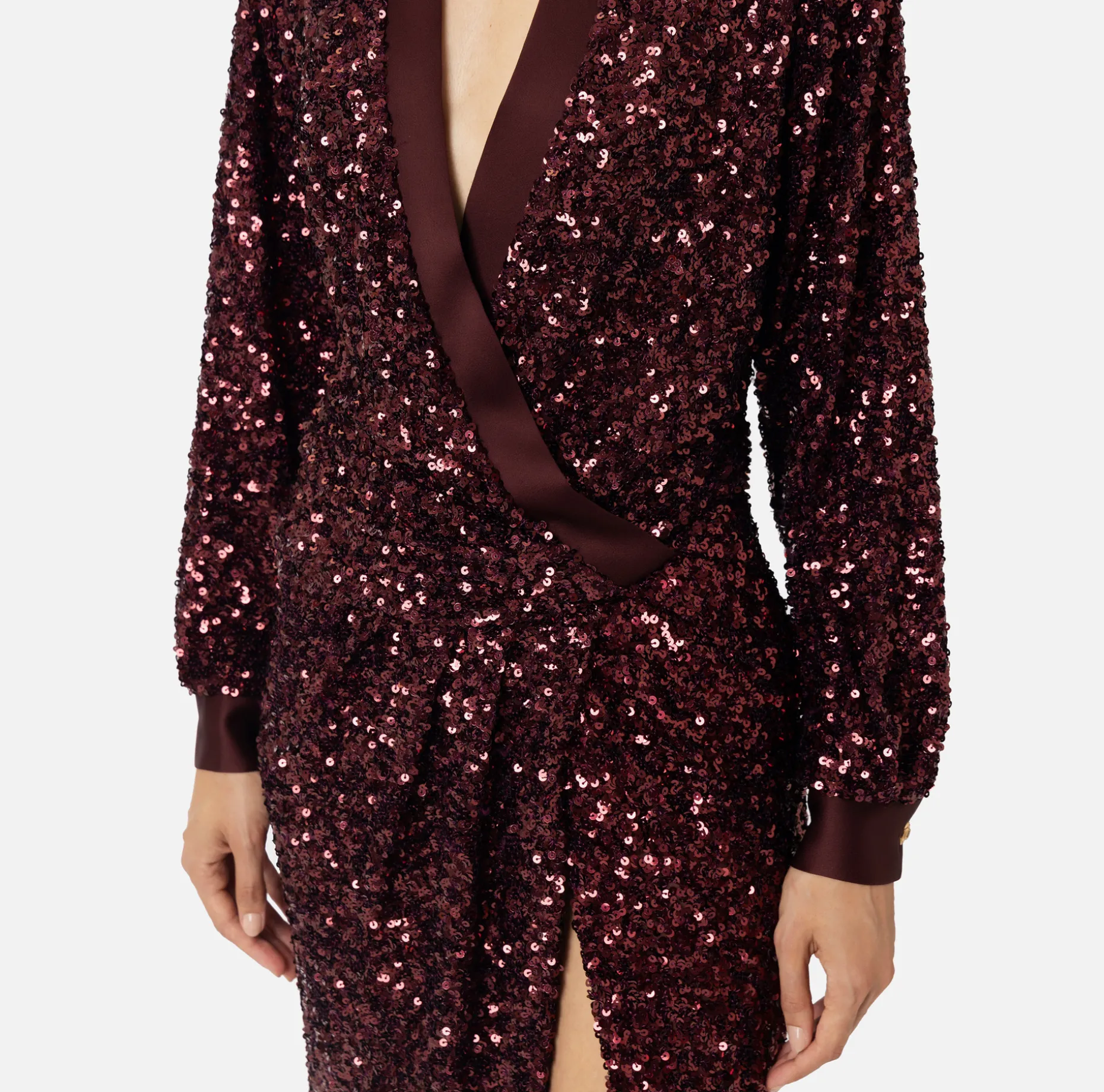 Elisabetta Franchi Red Carpet | Red Carpet Dresses | Red carpet sequin dress with satin inserts