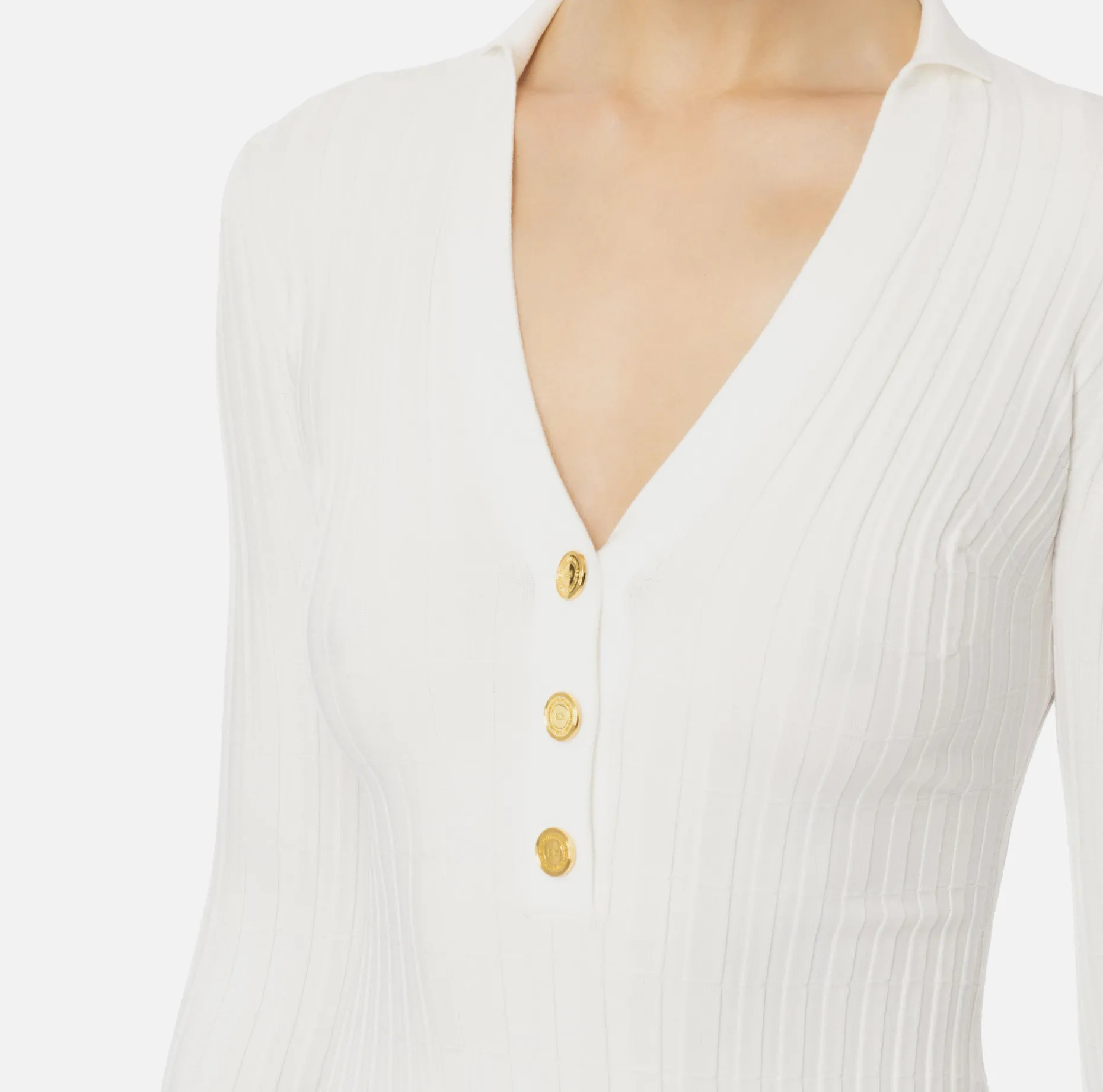 Elisabetta Franchi Knitwear And Sweatshirts | Ribbed viscose top with button placket