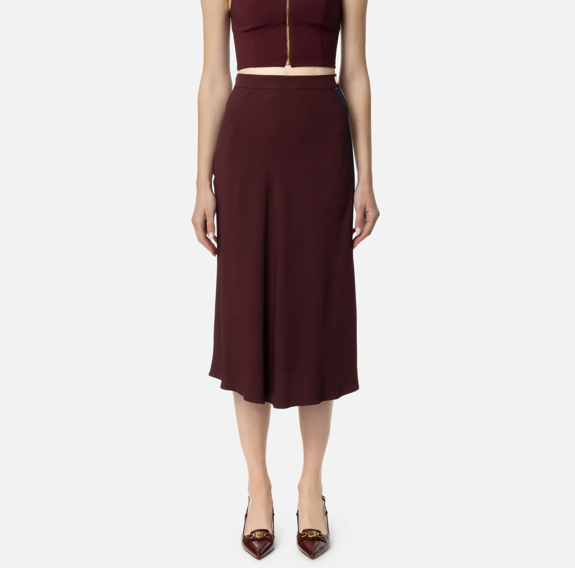 Elisabetta Franchi Skirts | Satin crêpe midi skirt with bands