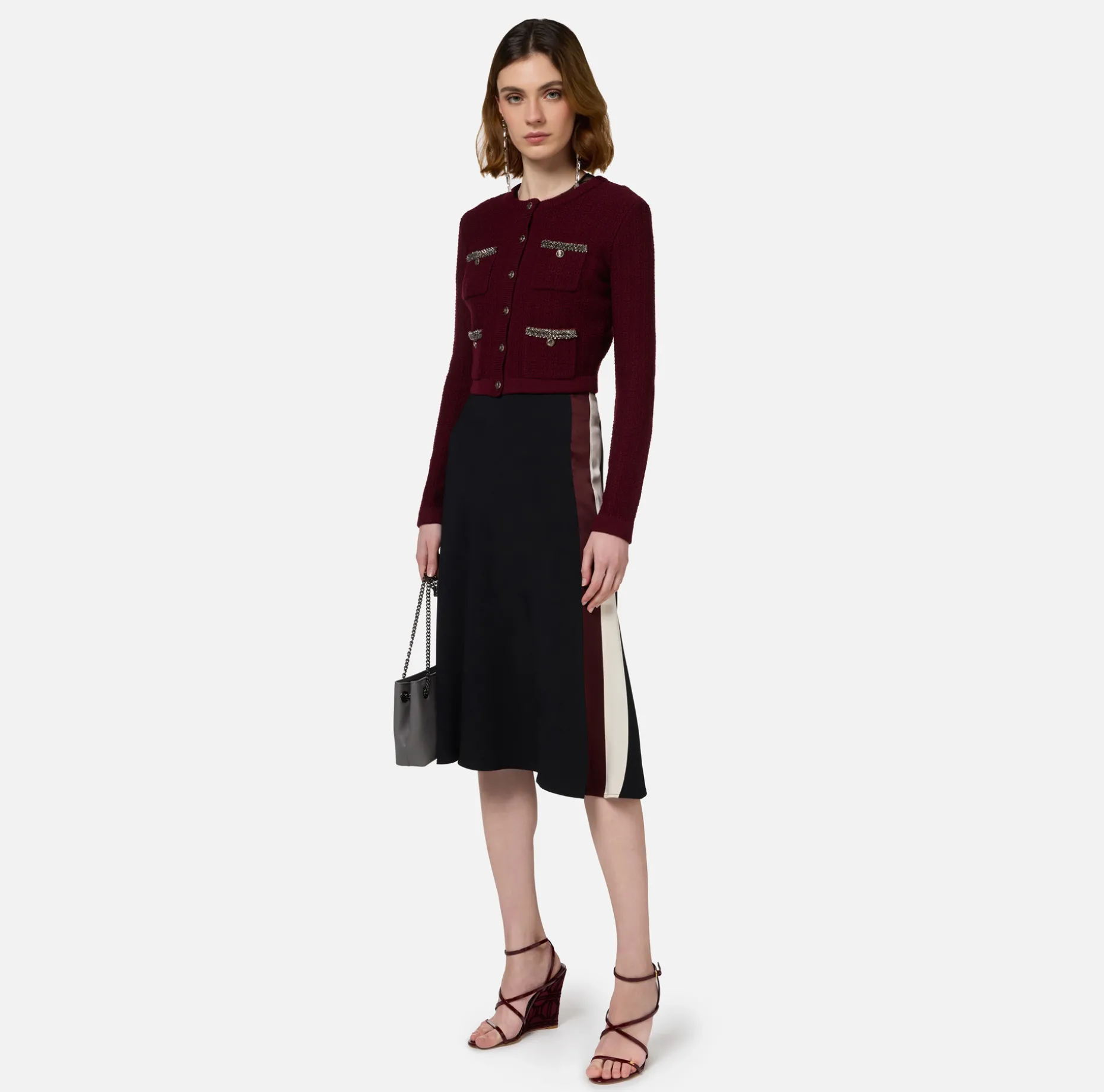 Elisabetta Franchi Skirts | Satin crêpe midi skirt with bands