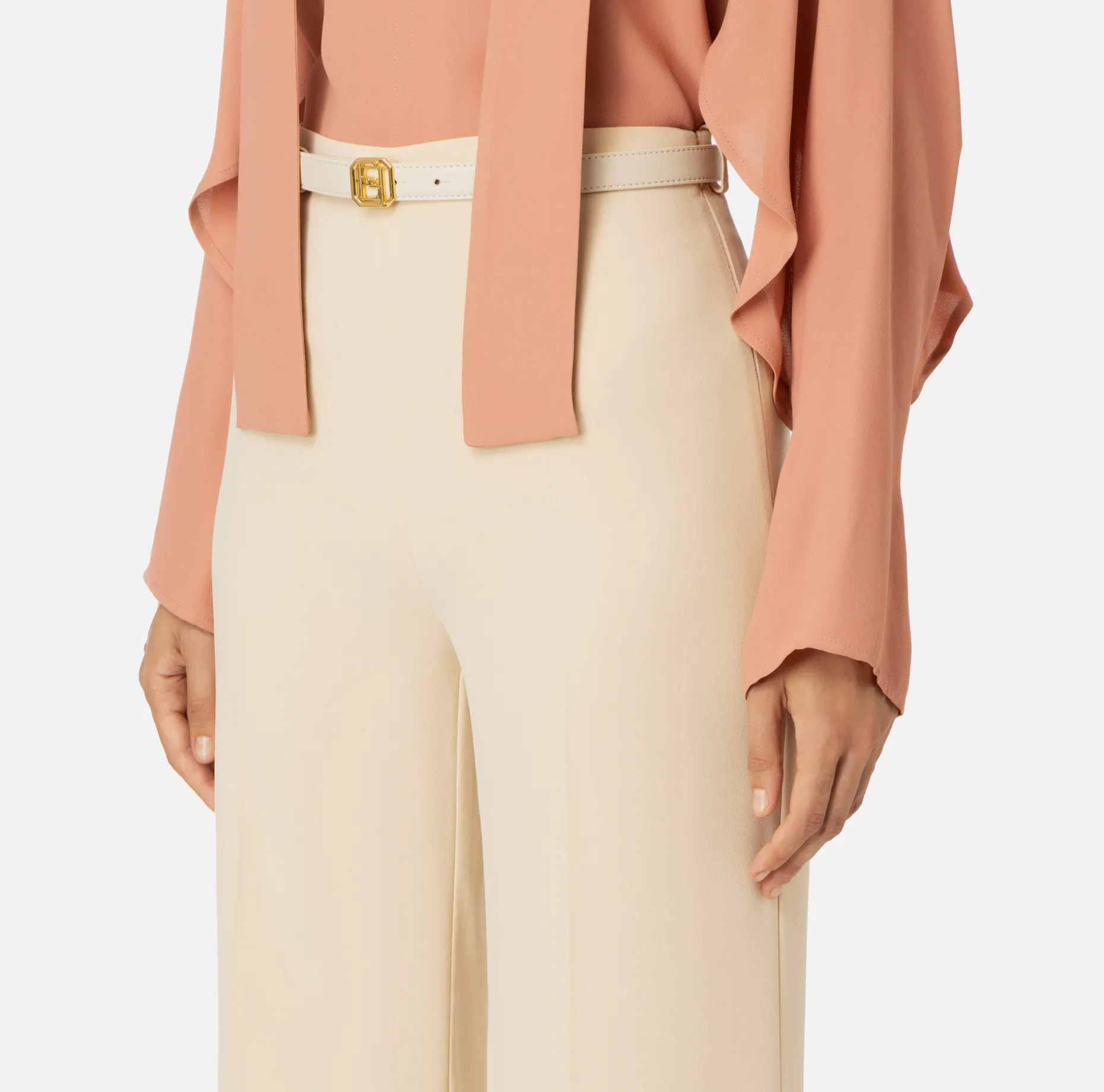 Elisabetta Franchi Trousers And Shorts | Satin palazzo trousers with belt