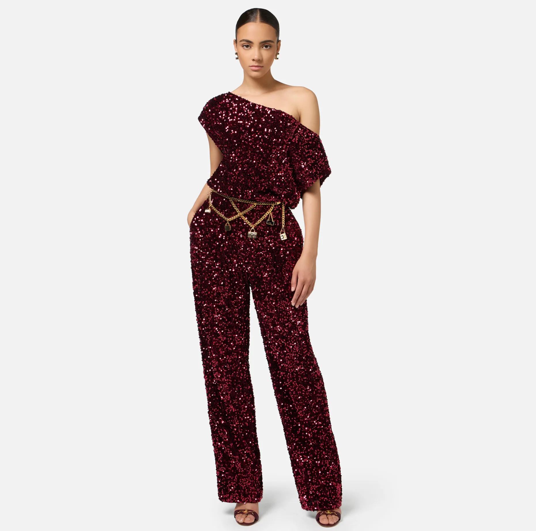 Elisabetta Franchi Jumpsuits | Sequin-embroidered chenille jumpsuit