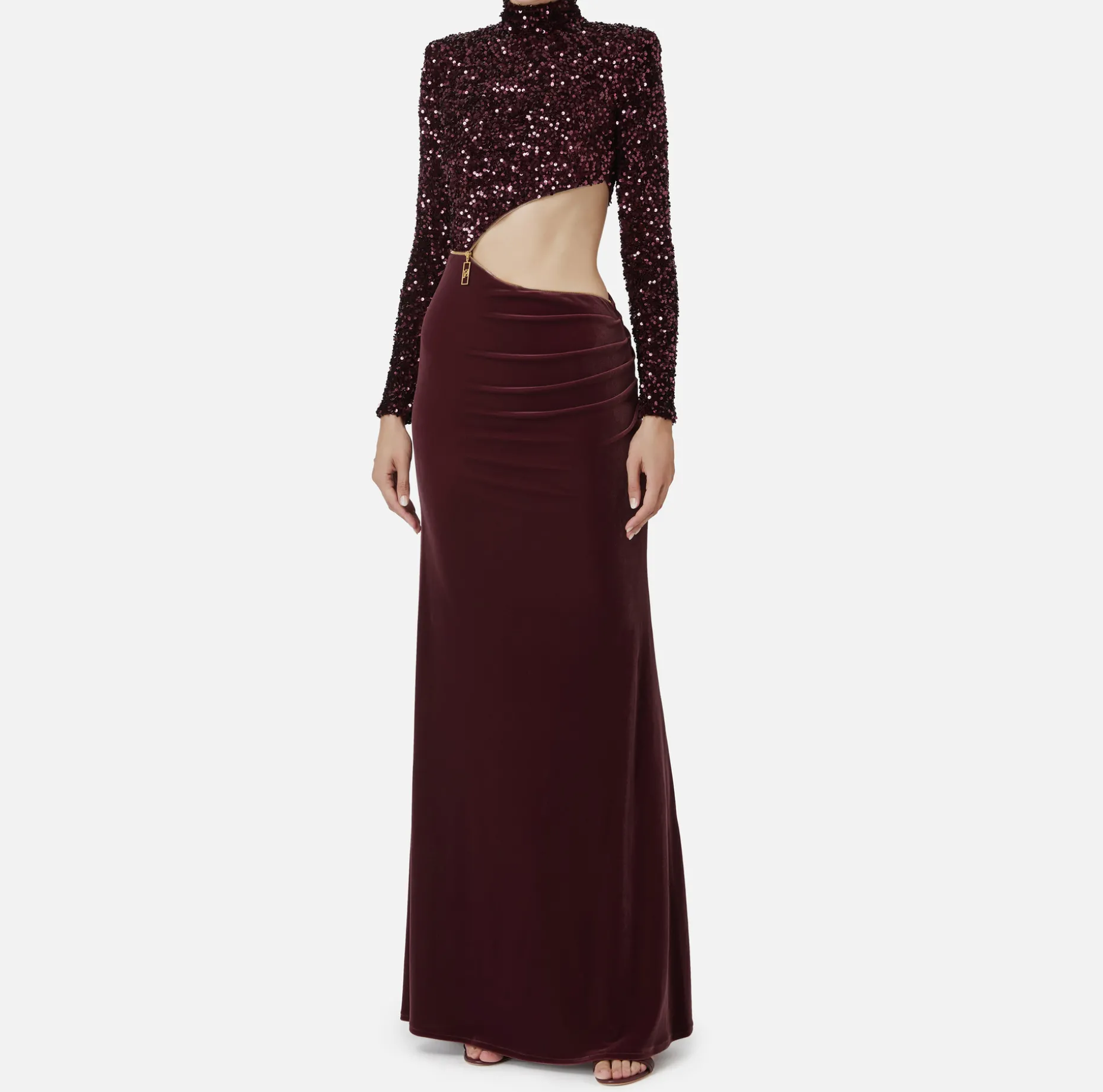 Elisabetta Franchi Red Carpet Dresses | Red Carpet | Sequin-embroidered chenille red carpet dress with cut-out