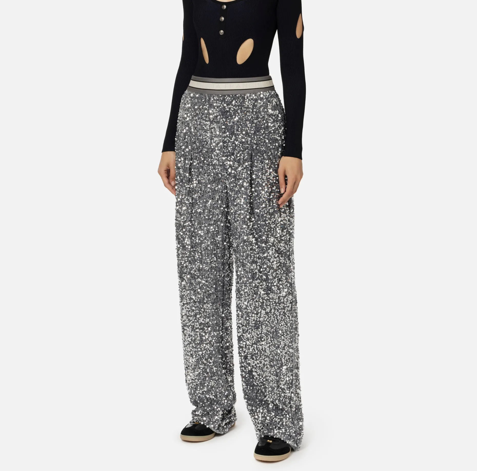 Elisabetta Franchi Trousers And Shorts | Tailleur | Sequin-embroidered chenille trousers