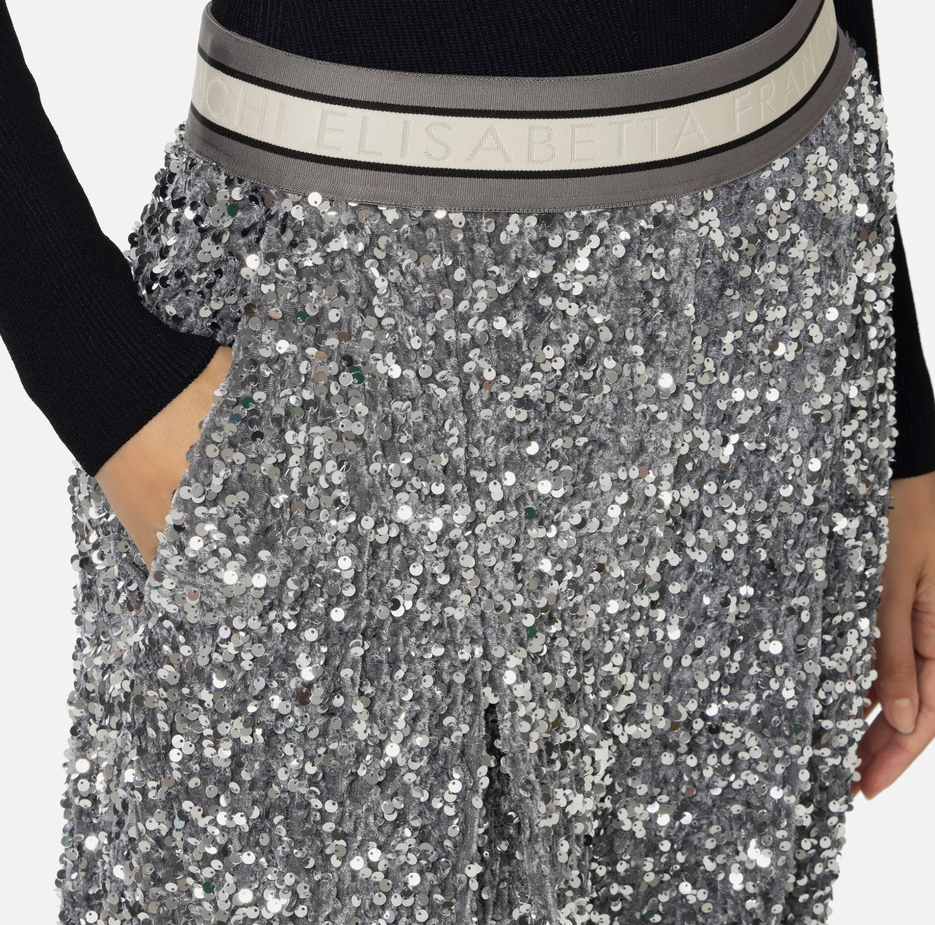 Elisabetta Franchi Trousers And Shorts | Tailleur | Sequin-embroidered chenille trousers