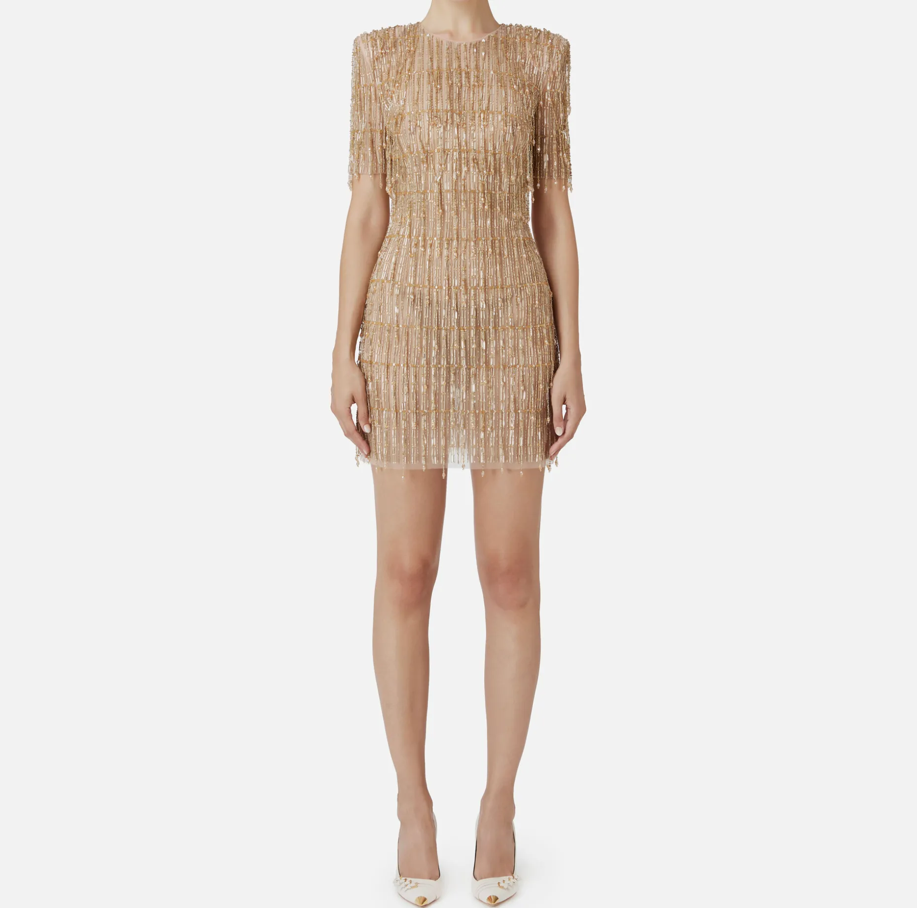 Elisabetta Franchi Red Carpet Dresses | Mini Dresses | Sequin-embroidered tulle boxy mini-dress