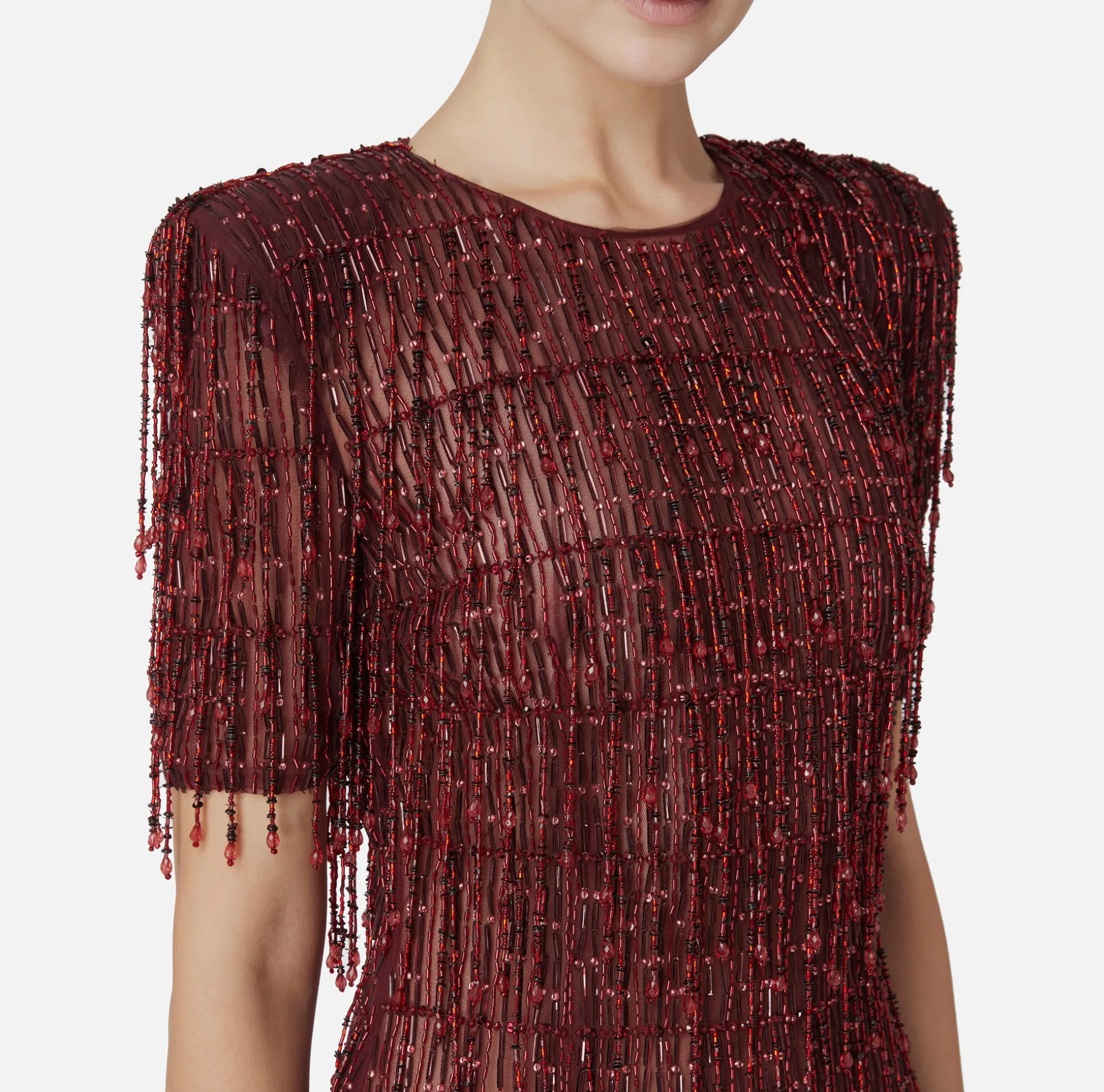 Elisabetta Franchi Red Carpet Dresses | Mini Dresses | Sequin-embroidered tulle boxy mini-dress