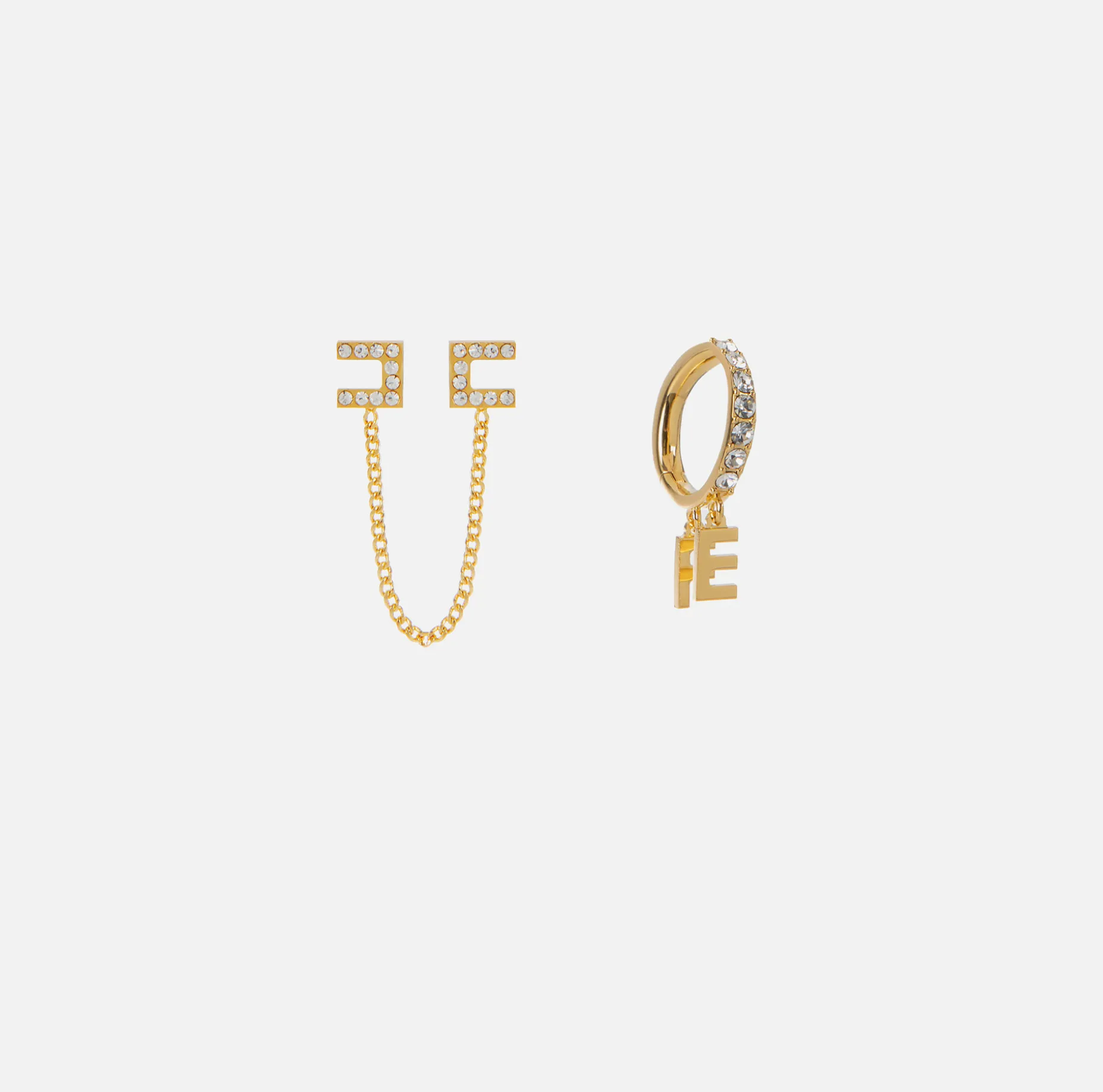 Elisabetta Franchi Jewelry | Set of earrings with ring and rhinestone logo