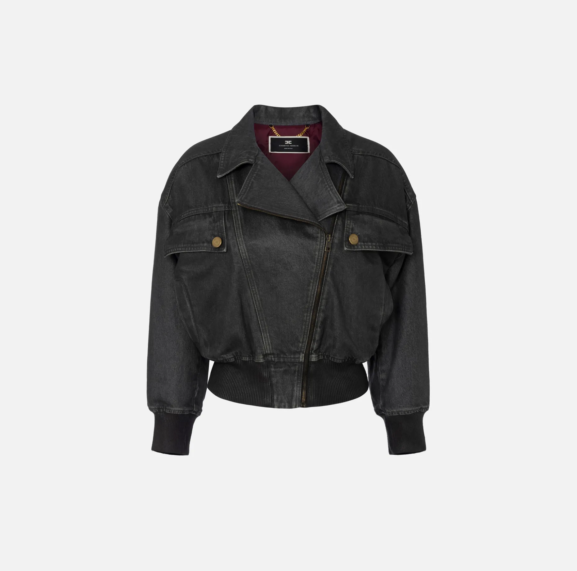 Elisabetta Franchi Jackets And Trench Coats | Shiny crackle denim jacket