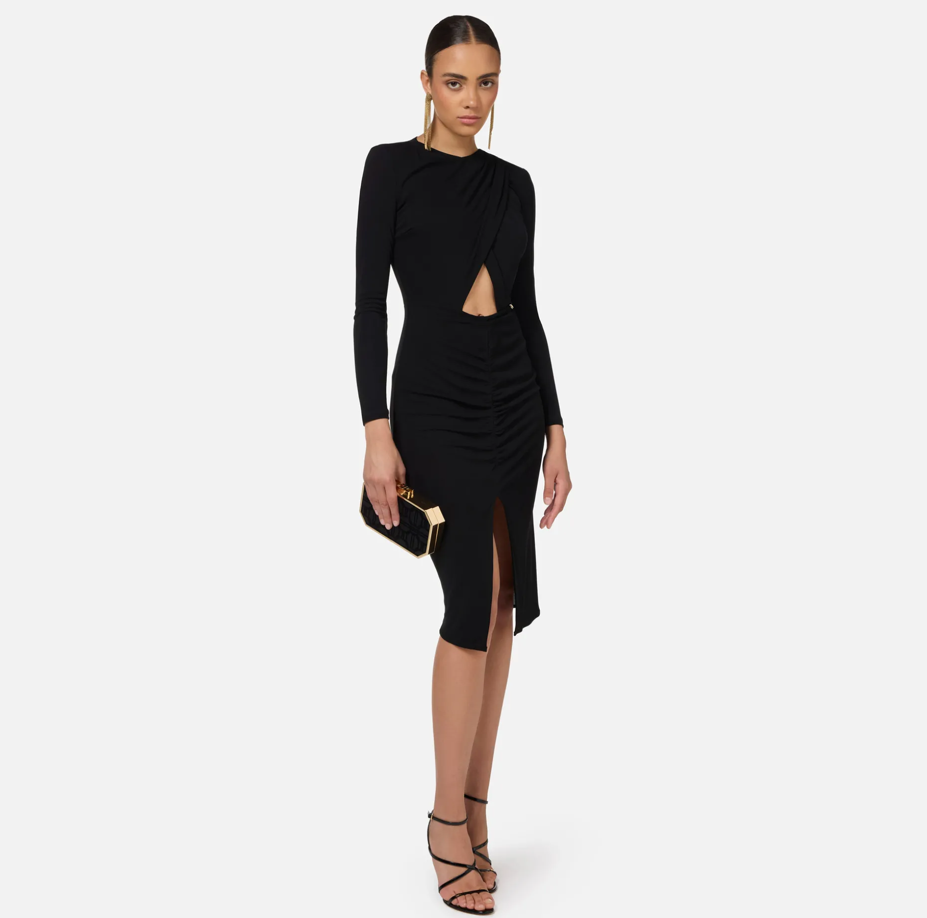 Elisabetta Franchi Dresses | Midi Dresses | Shiny jersey midi dress with draping