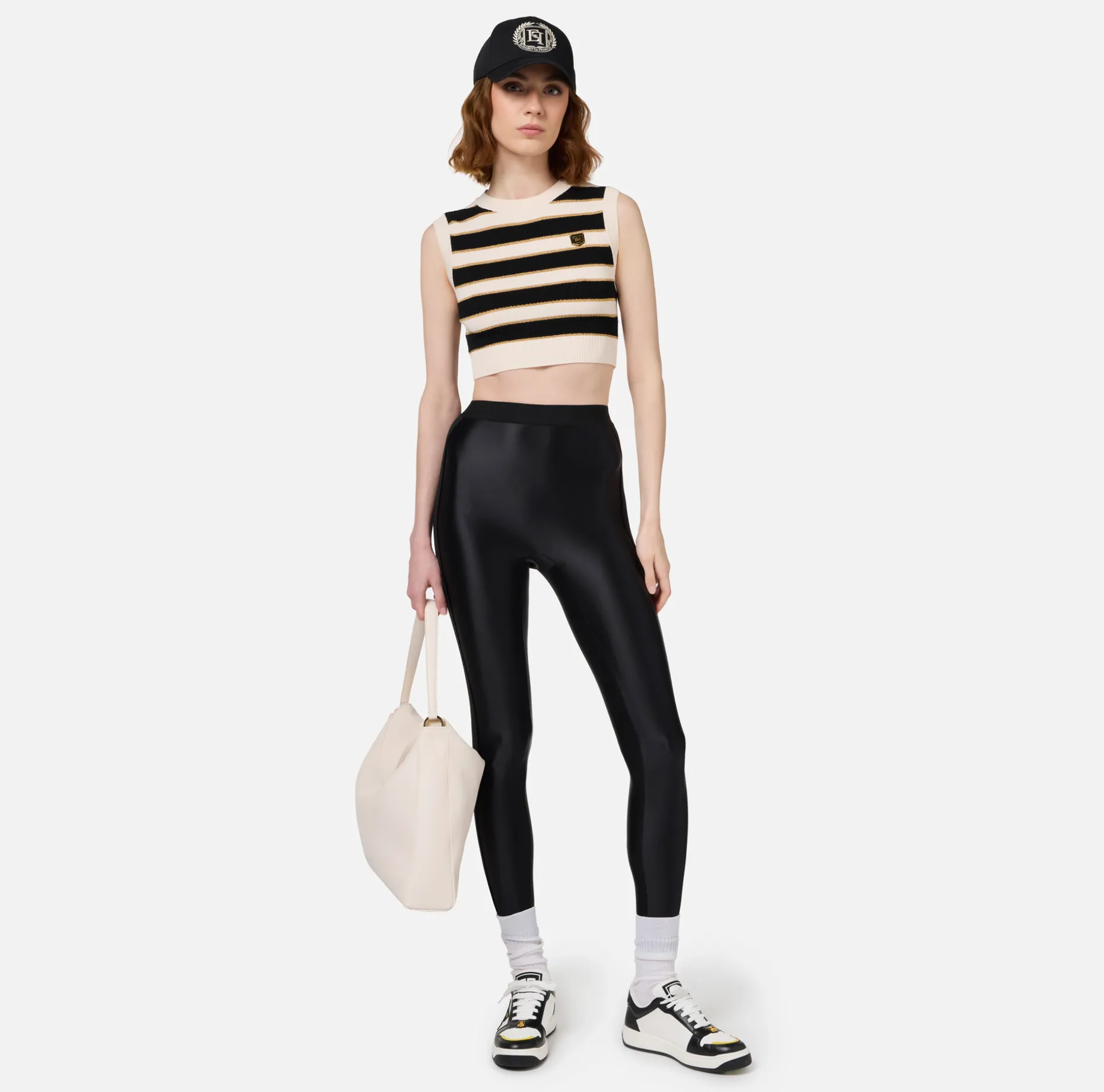 Elisabetta Franchi Trousers And Shorts | Shiny Lycra leggings with logoed elastic