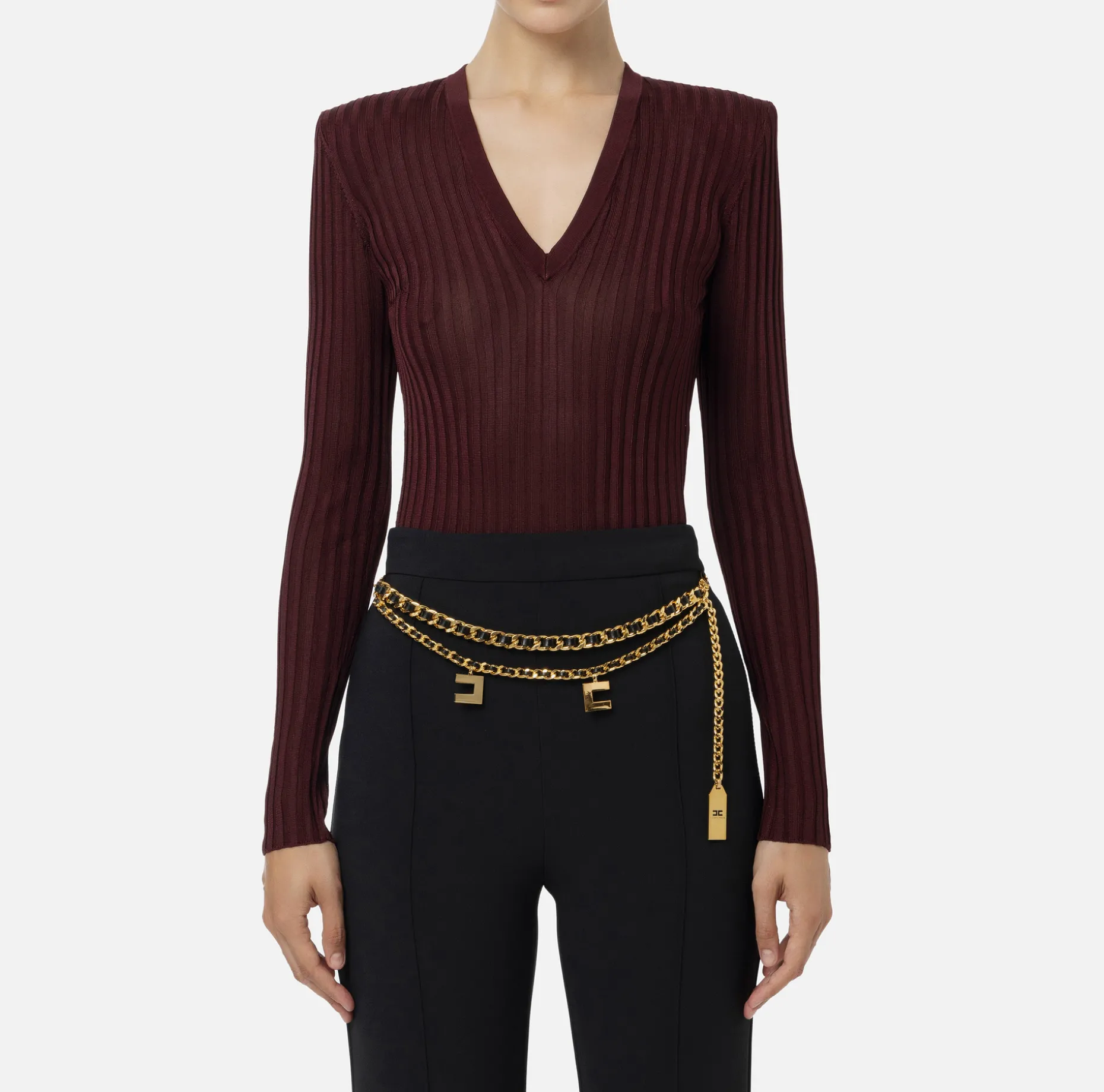 Elisabetta Franchi Knitwear And Sweatshirts | Shirt in ribbed viscose fabric