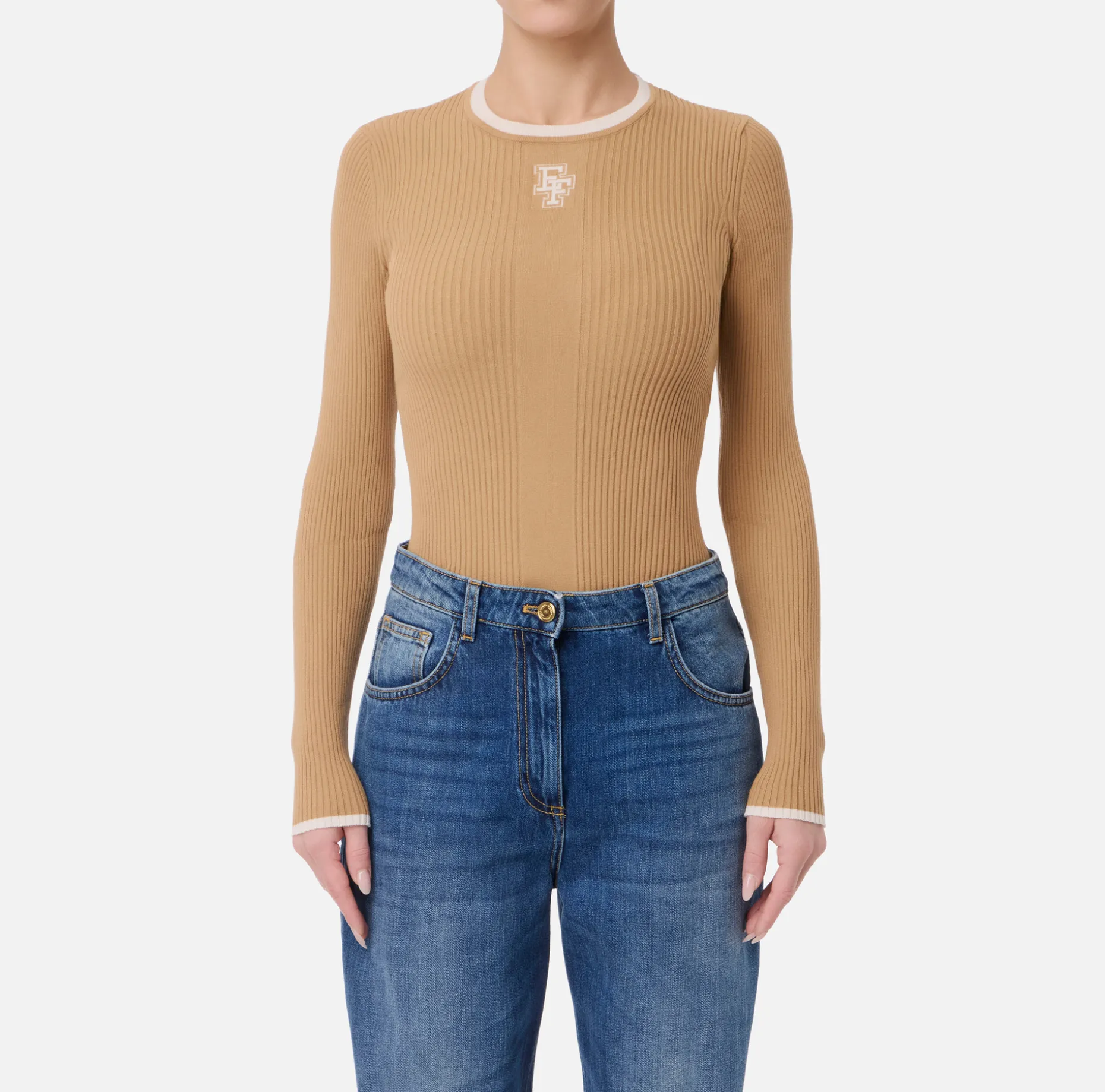 Elisabetta Franchi Knitwear And Sweatshirts | Shirt in viscose fabric with college-style logo