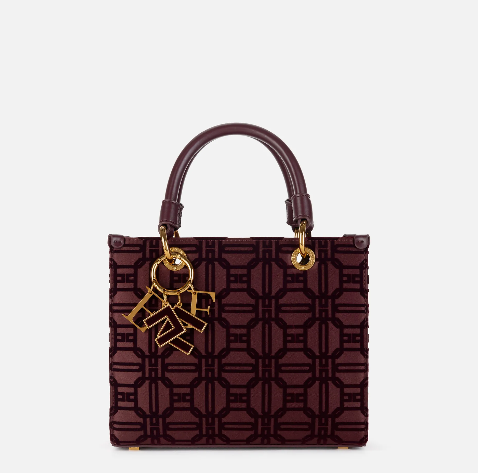 Elisabetta Franchi Handbags | Shopper bag in flock fabric with charms