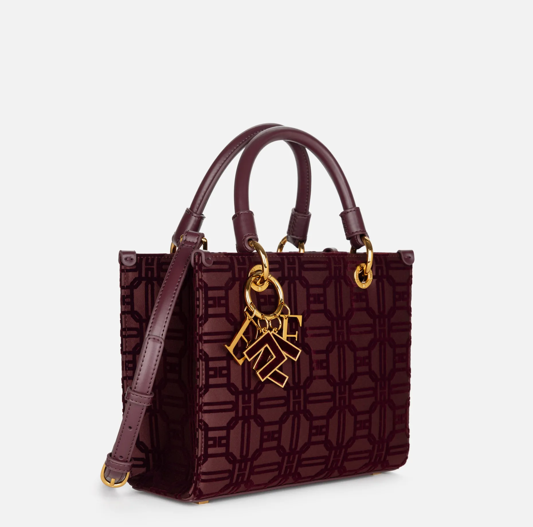 Elisabetta Franchi Handbags | Shopper bag in flock fabric with charms