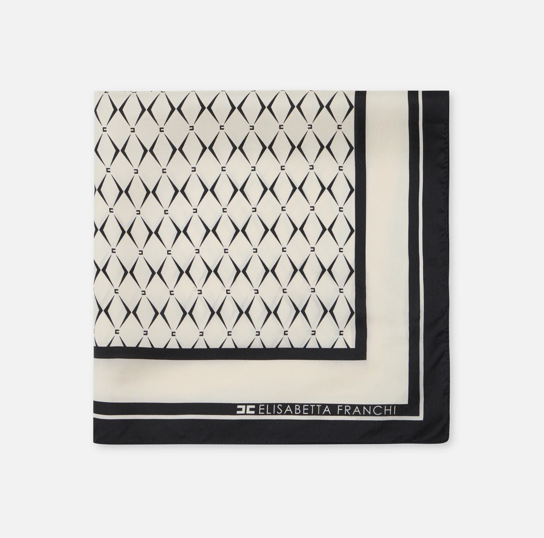 Elisabetta Franchi Scarves | Silk foulard scarf with diamond pattern and logo