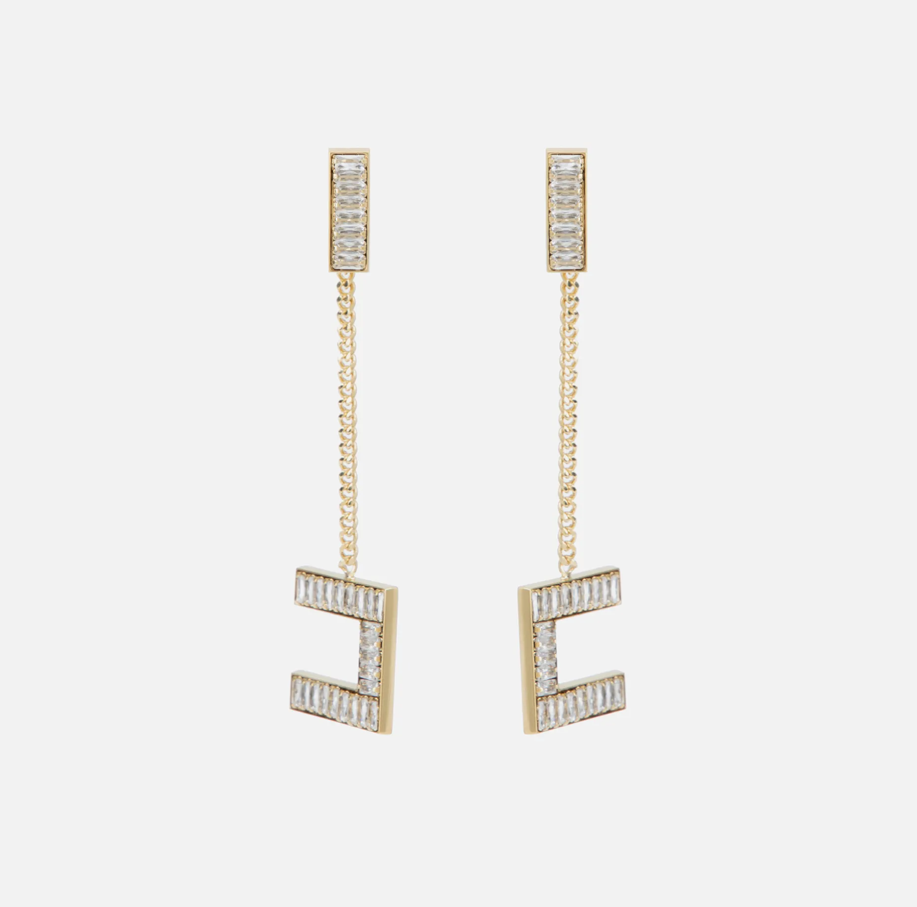 Elisabetta Franchi Jewelry | Silver metal logo earrings with logo pendant