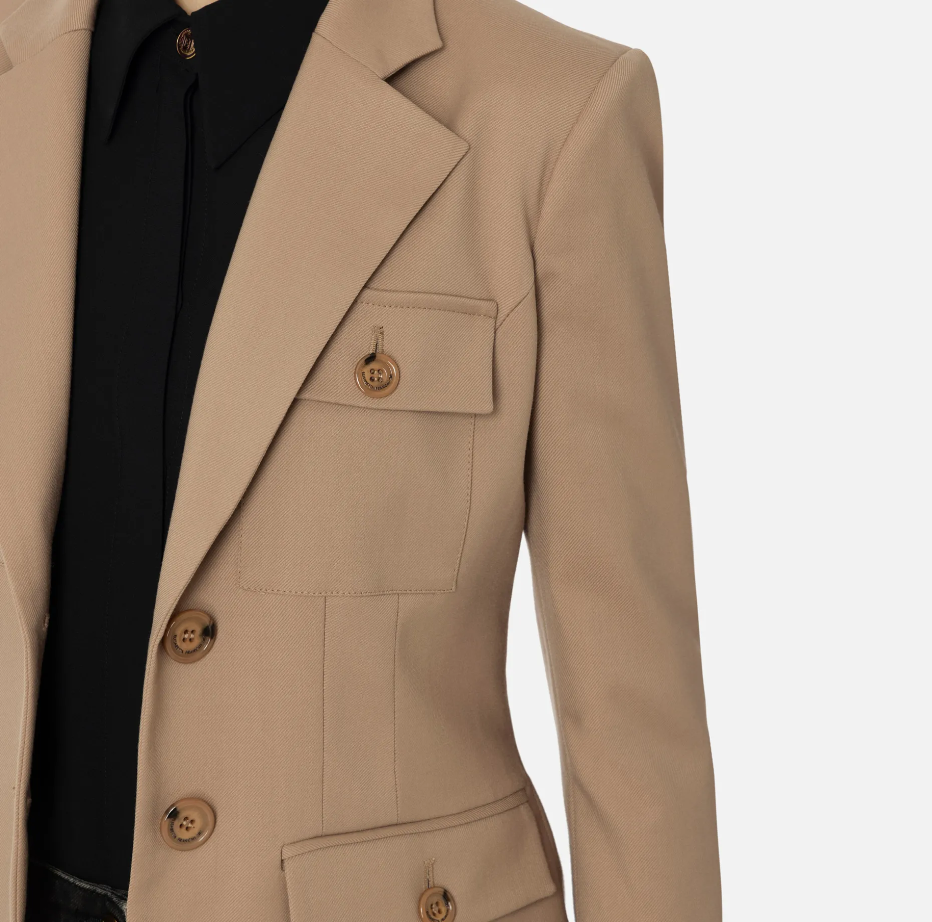 Elisabetta Franchi Jackets And Trench Coats | Single-breasted cool wool jacket with pockets