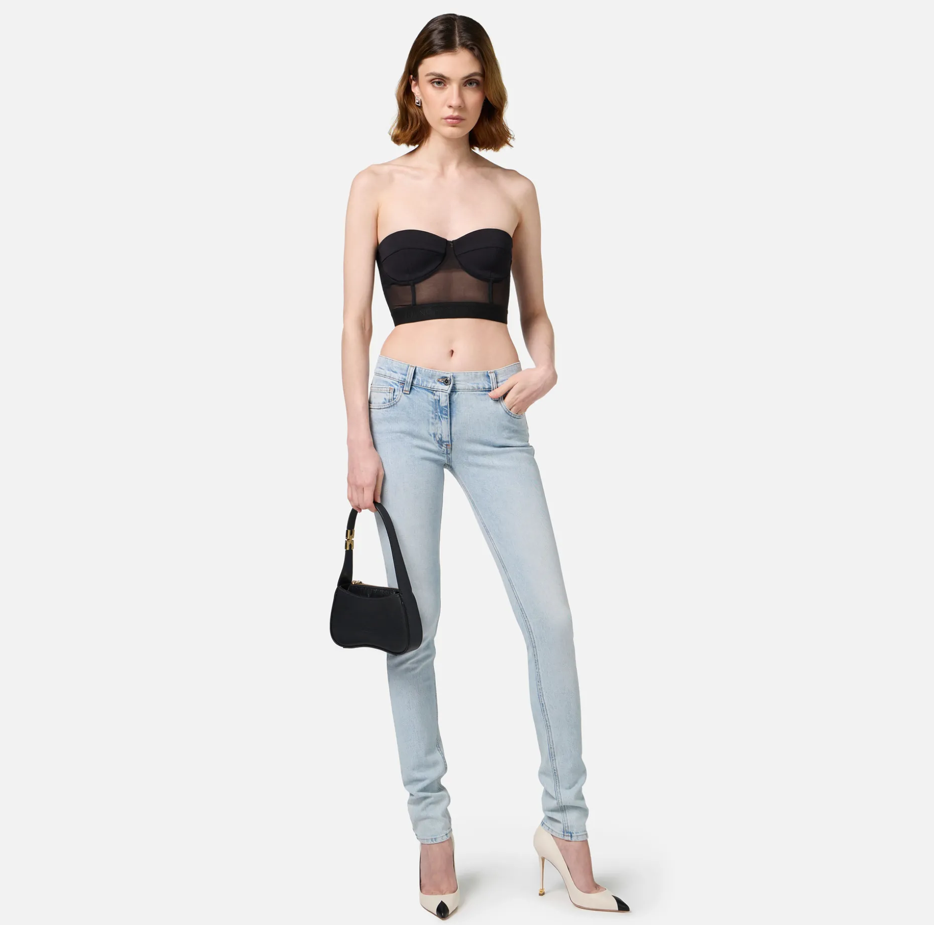 Elisabetta Franchi Jeans | Skinny jeans in stretch cotton with logo plaque