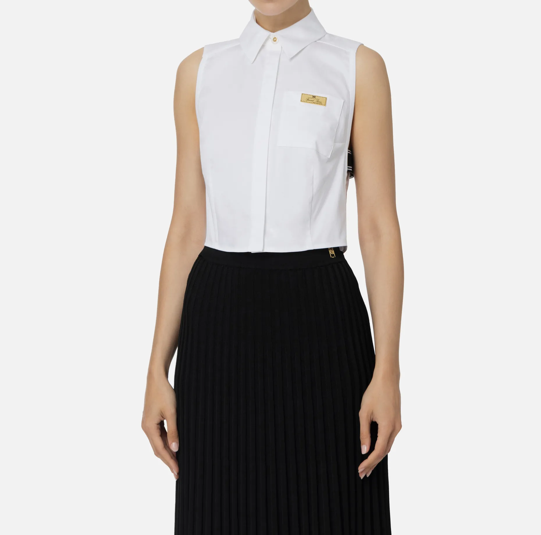 Elisabetta Franchi Shirts And Blouses | Sleeveless poplin shirt with logoed elastic features