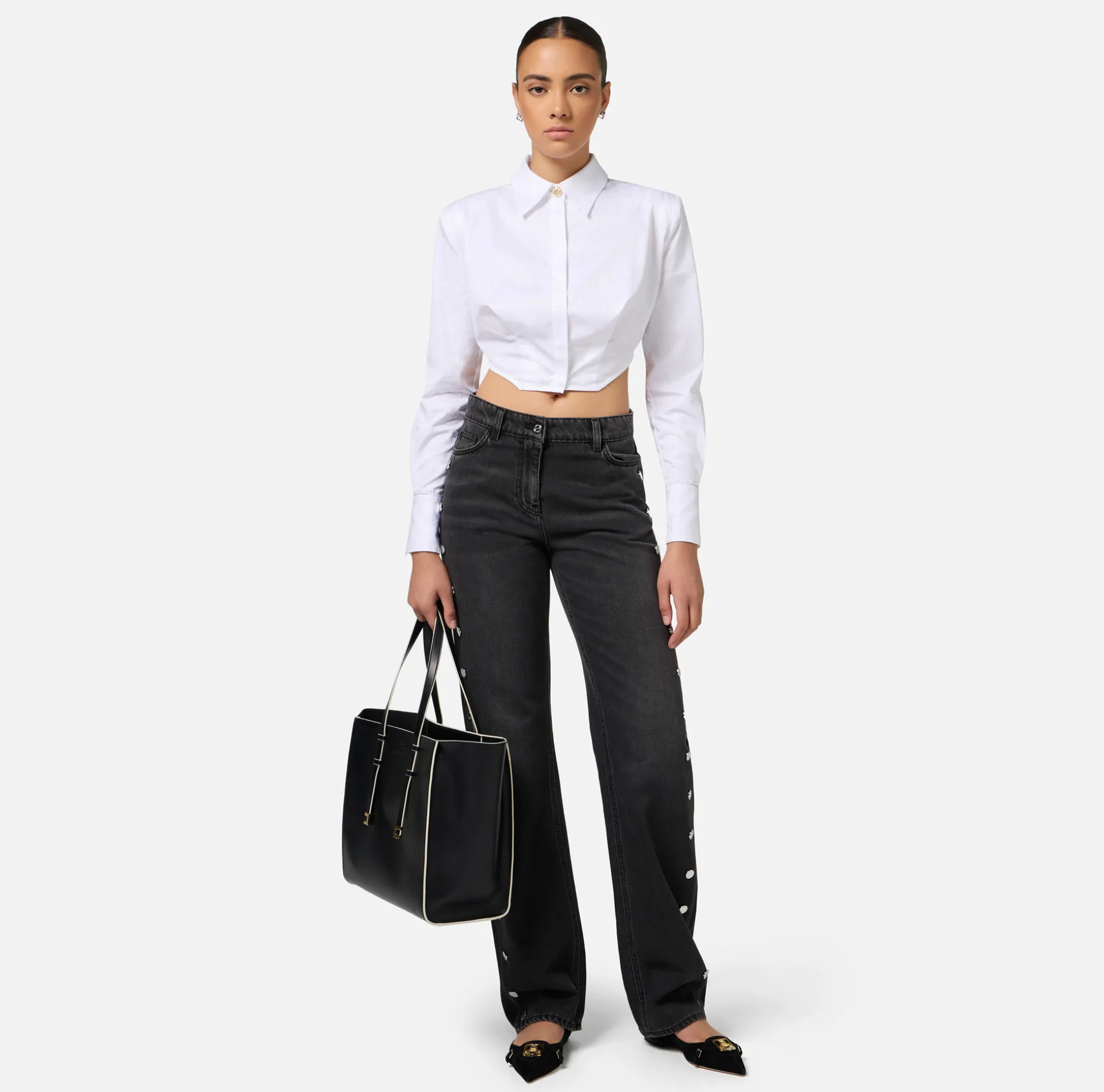 Elisabetta Franchi Jeans | Straight cotton jeans with buttons on the hips