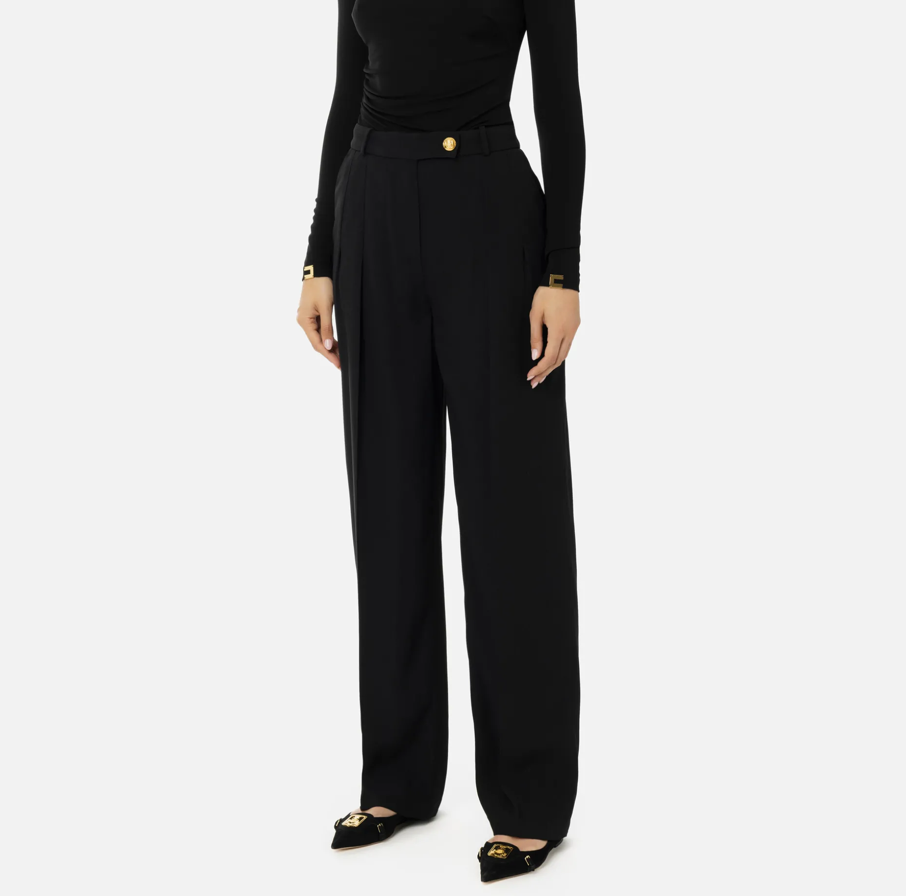 Elisabetta Franchi Trousers And Shorts | Straight enver satin trousers with double darts