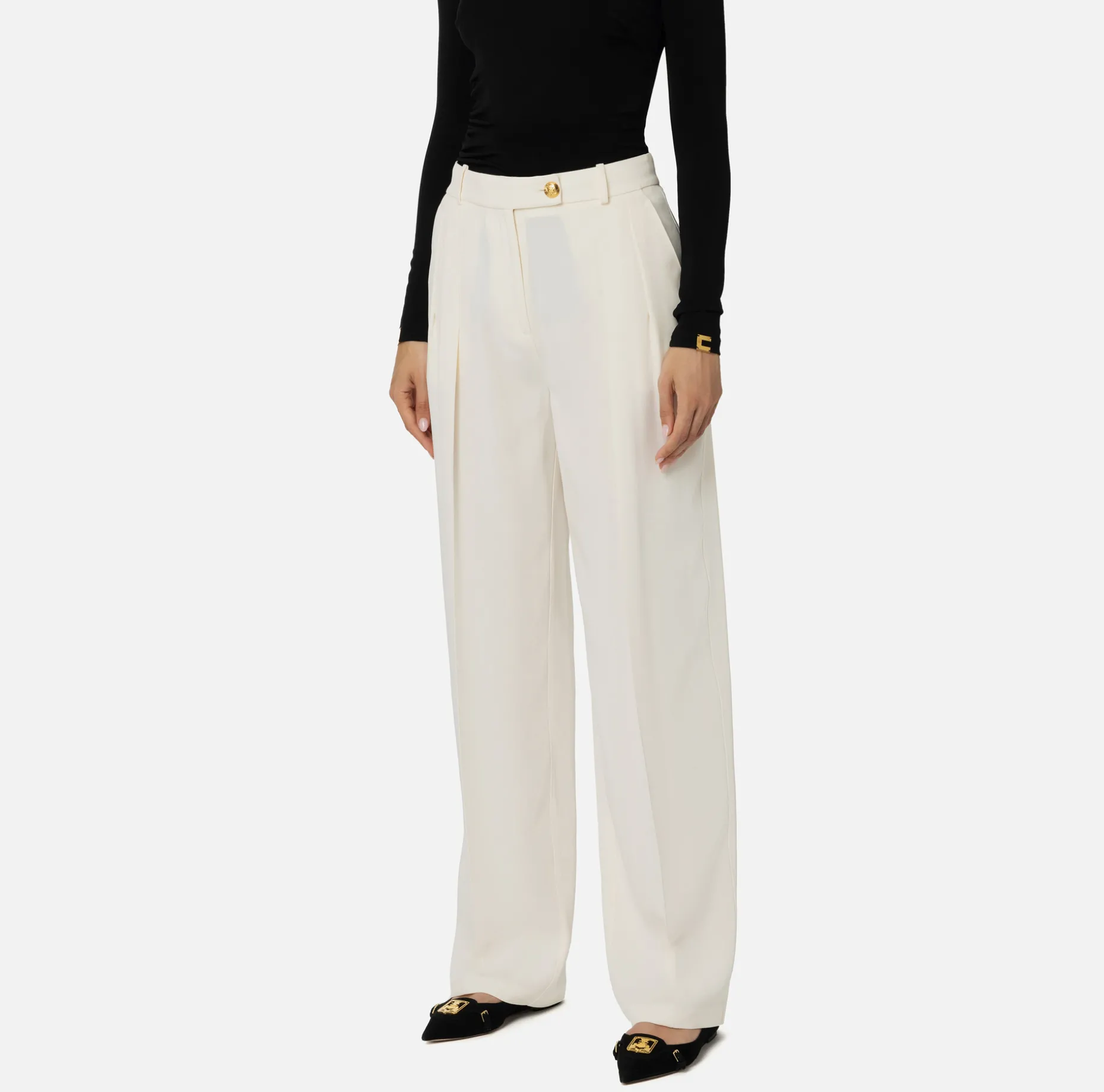 Elisabetta Franchi Trousers And Shorts | Straight enver satin trousers with double darts