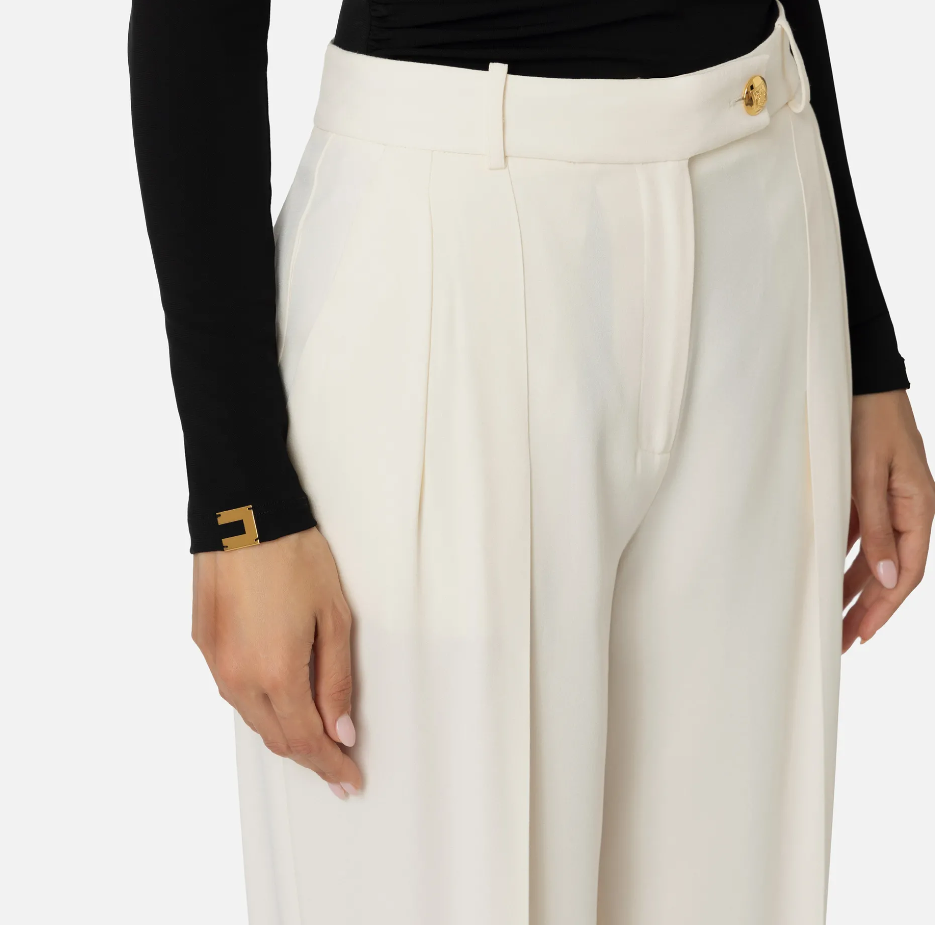 Elisabetta Franchi Trousers And Shorts | Straight enver satin trousers with double darts