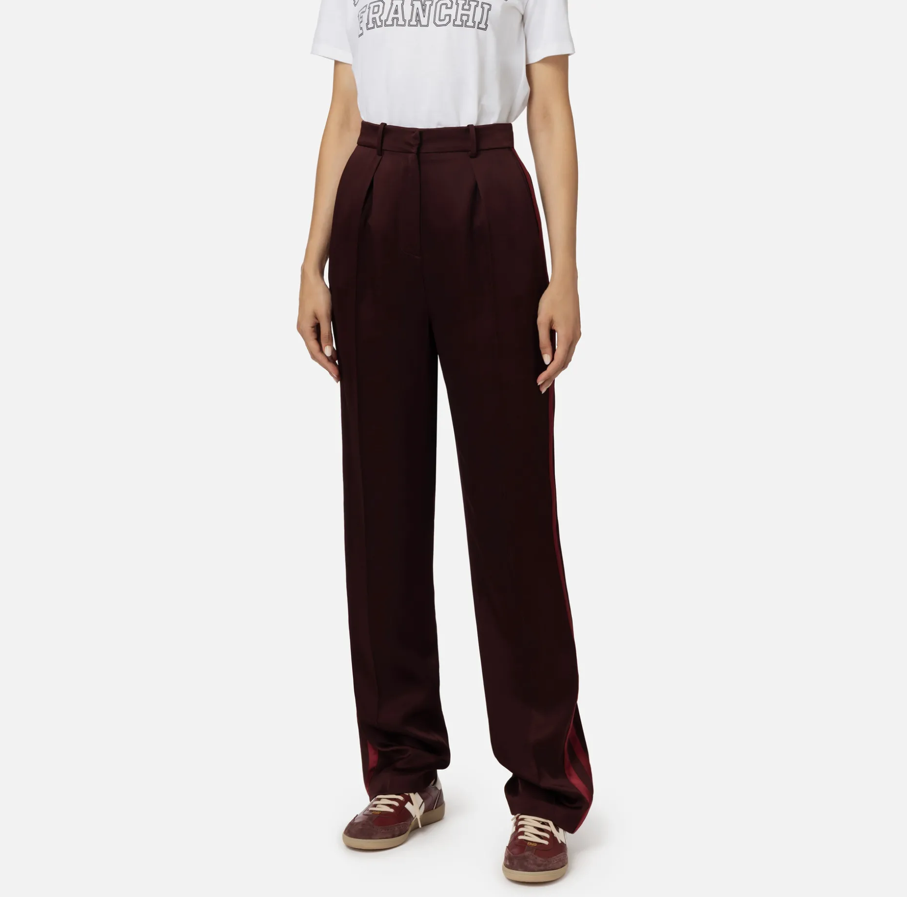 Elisabetta Franchi Tailleur | Trousers And Shorts | Straight enver satin trousers with satin bands