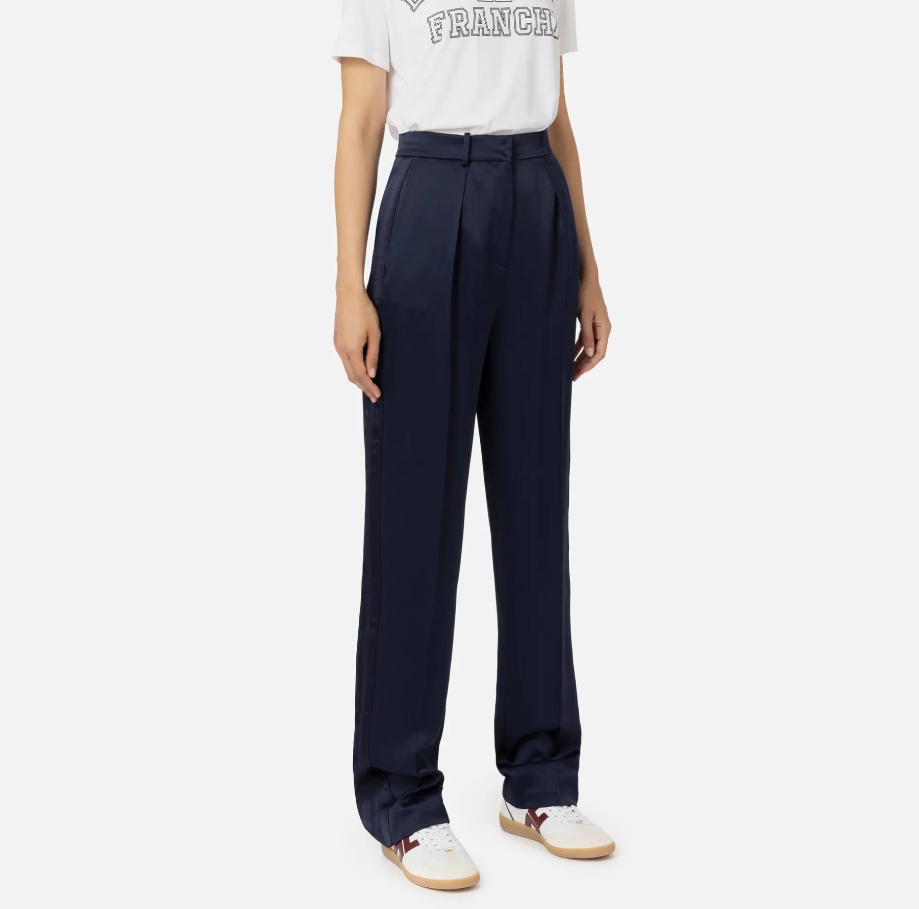 Elisabetta Franchi Tailleur | Trousers And Shorts | Straight enver satin trousers with satin bands