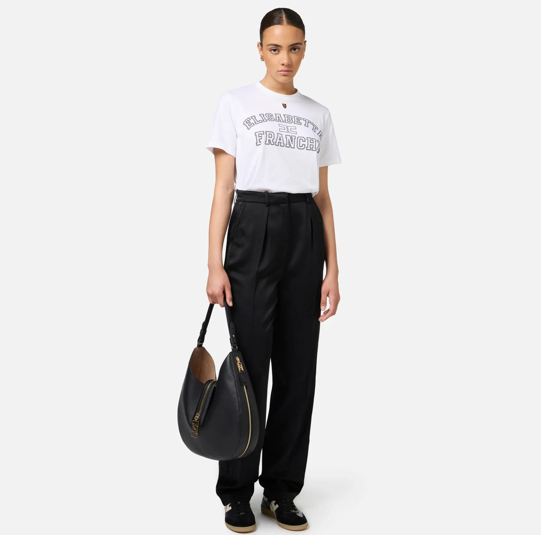 Elisabetta Franchi Trousers And Shorts | Tailleur | Straight enver satin trousers with satin bands