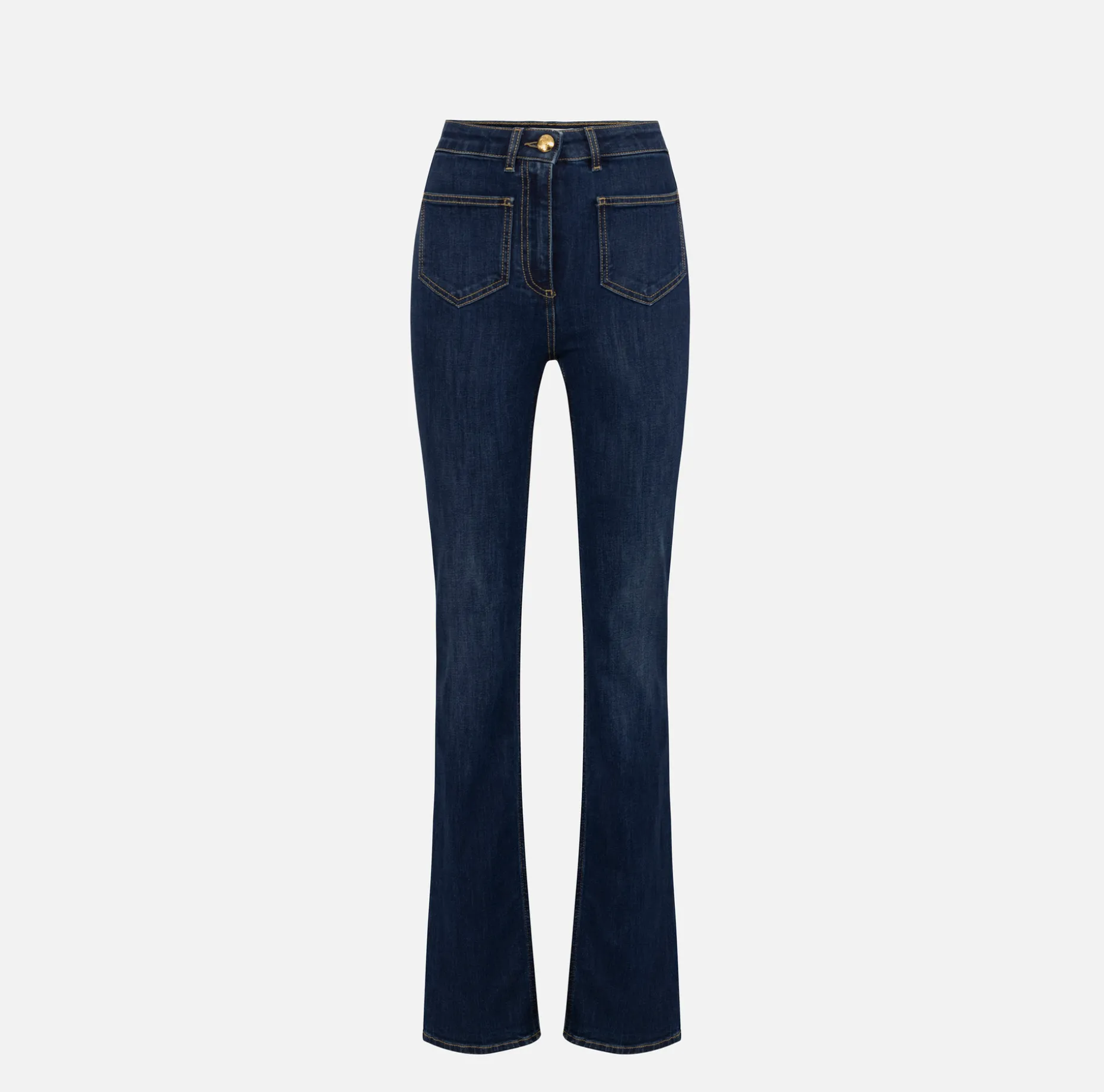 Elisabetta Franchi Jeans | Straight jeans in stretch cotton with logo plaques