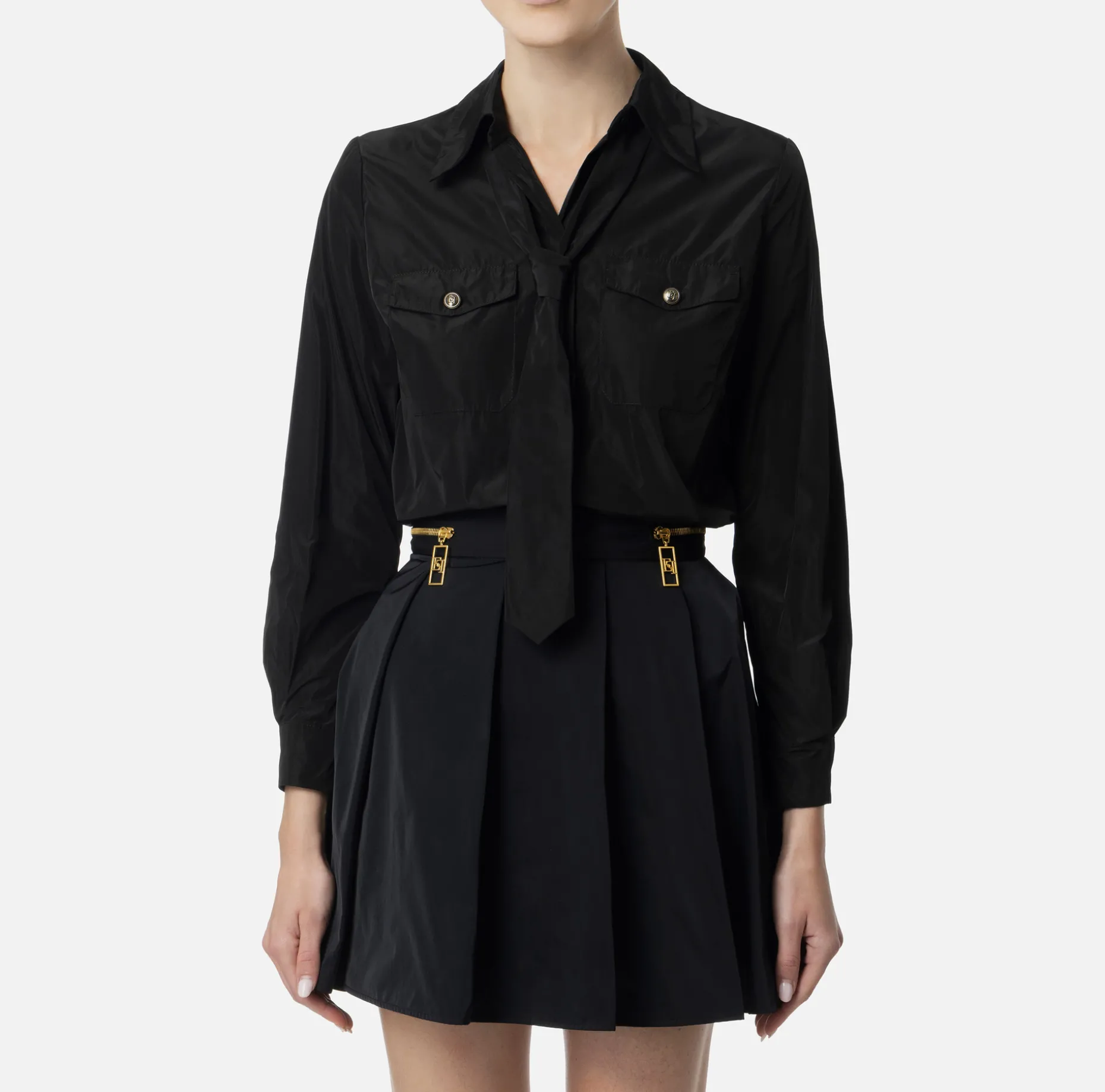 Elisabetta Franchi Shirts And Blouses | Straight shirt in technical nylon with tie