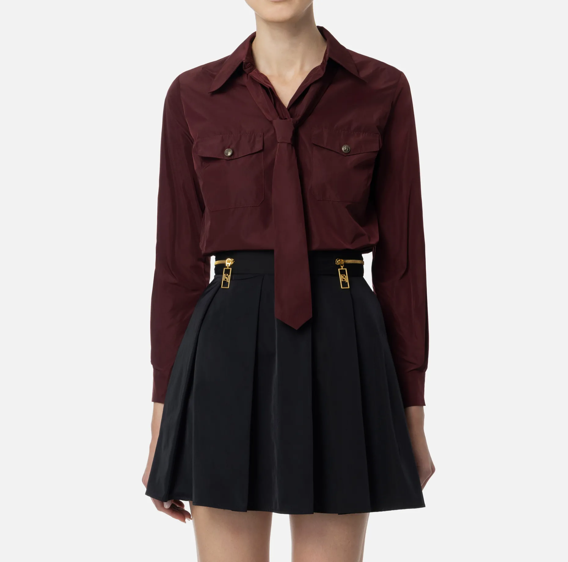 Elisabetta Franchi Shirts And Blouses | Straight shirt in technical nylon with tie