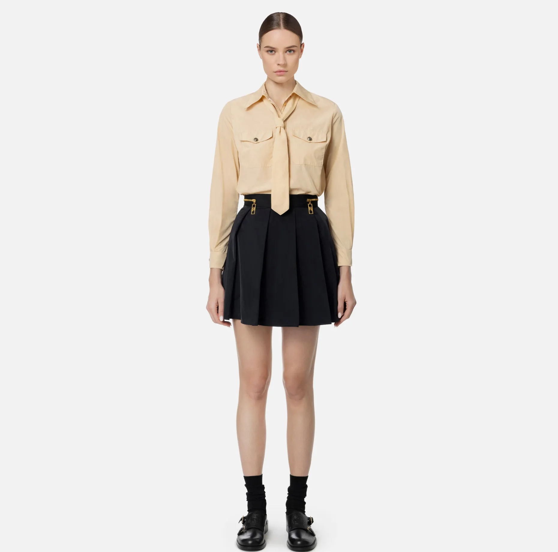 Elisabetta Franchi Shirts And Blouses | Straight shirt in technical nylon with tie