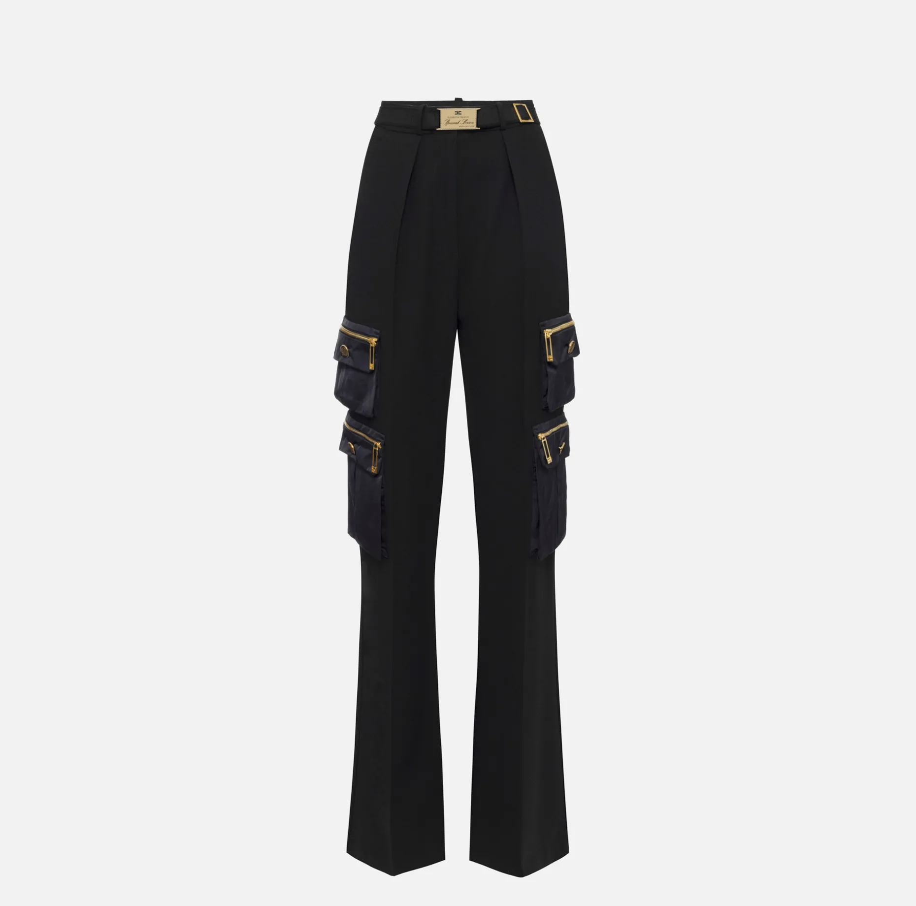 Elisabetta Franchi Trousers And Shorts | Straight trousers in crêpe fabric with pockets and belt