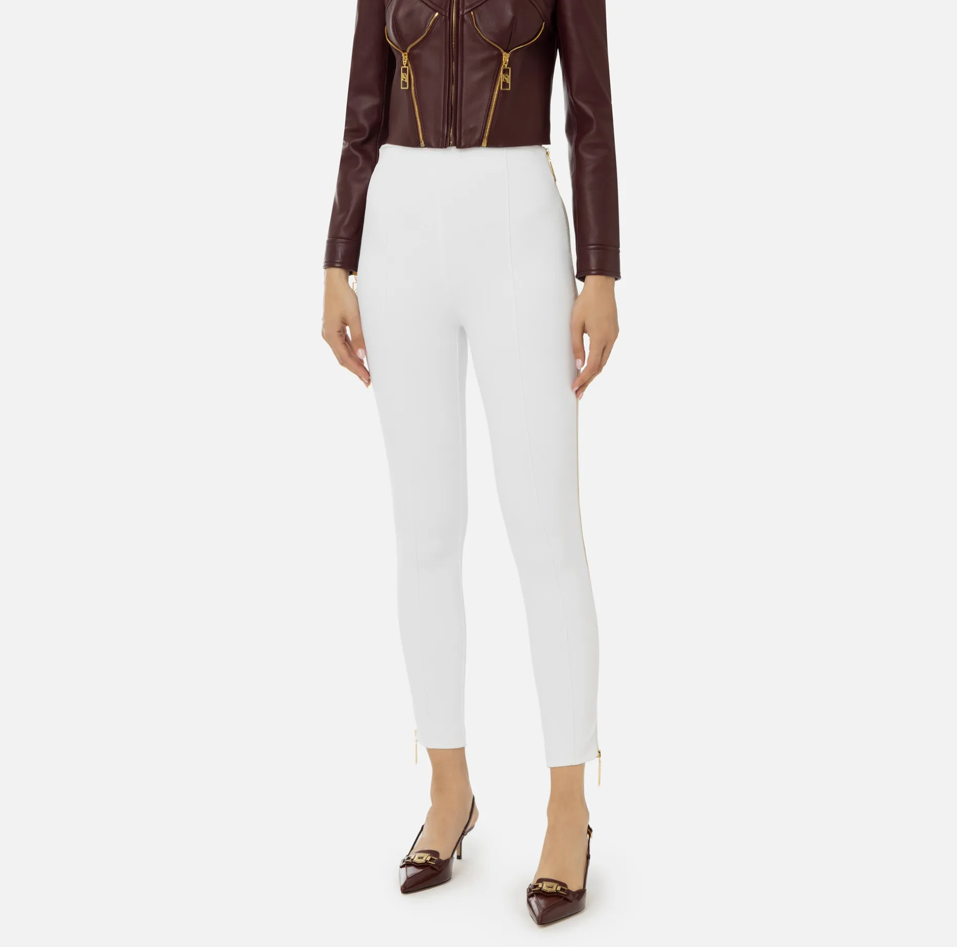 Elisabetta Franchi Trousers And Shorts | Straight trousers in stretch crêpe fabric with zip