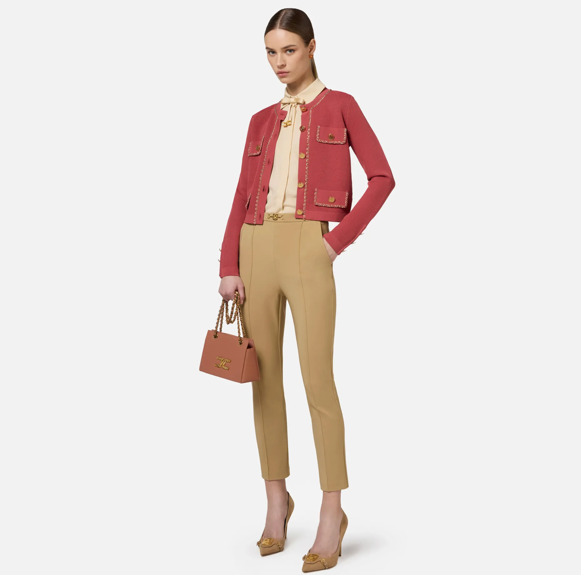 Elisabetta Franchi Trousers And Shorts | Straight trousers in technical fabric with horsebit