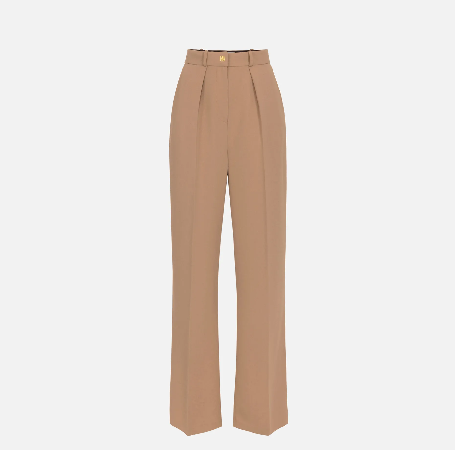 Elisabetta Franchi Trousers And Shorts | Straight trousers in woven crêpe fabric with emblem rivet