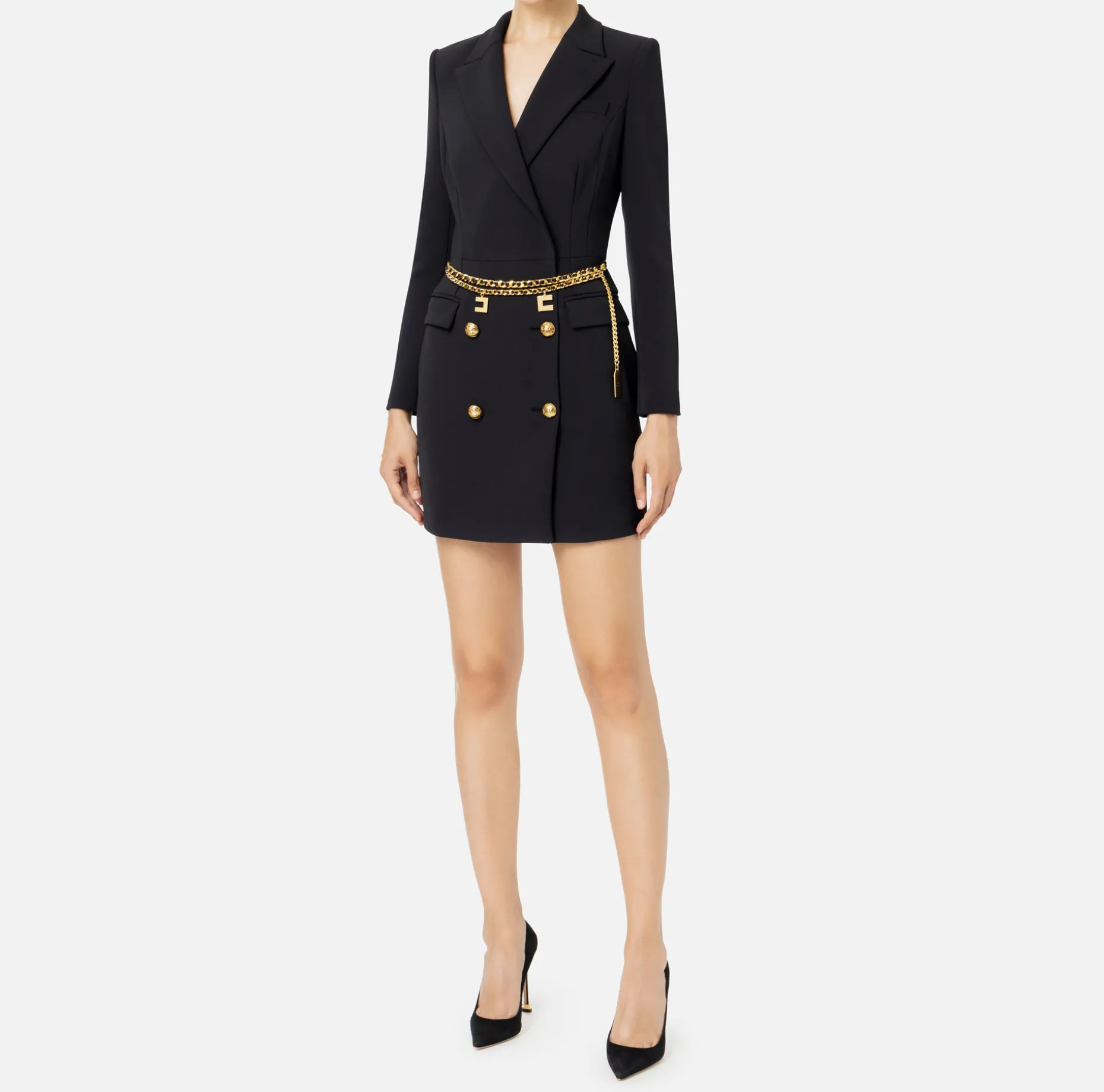 Elisabetta Franchi Dresses | Mini Dresses | Stretch coat dress in crêpe fabric with belt