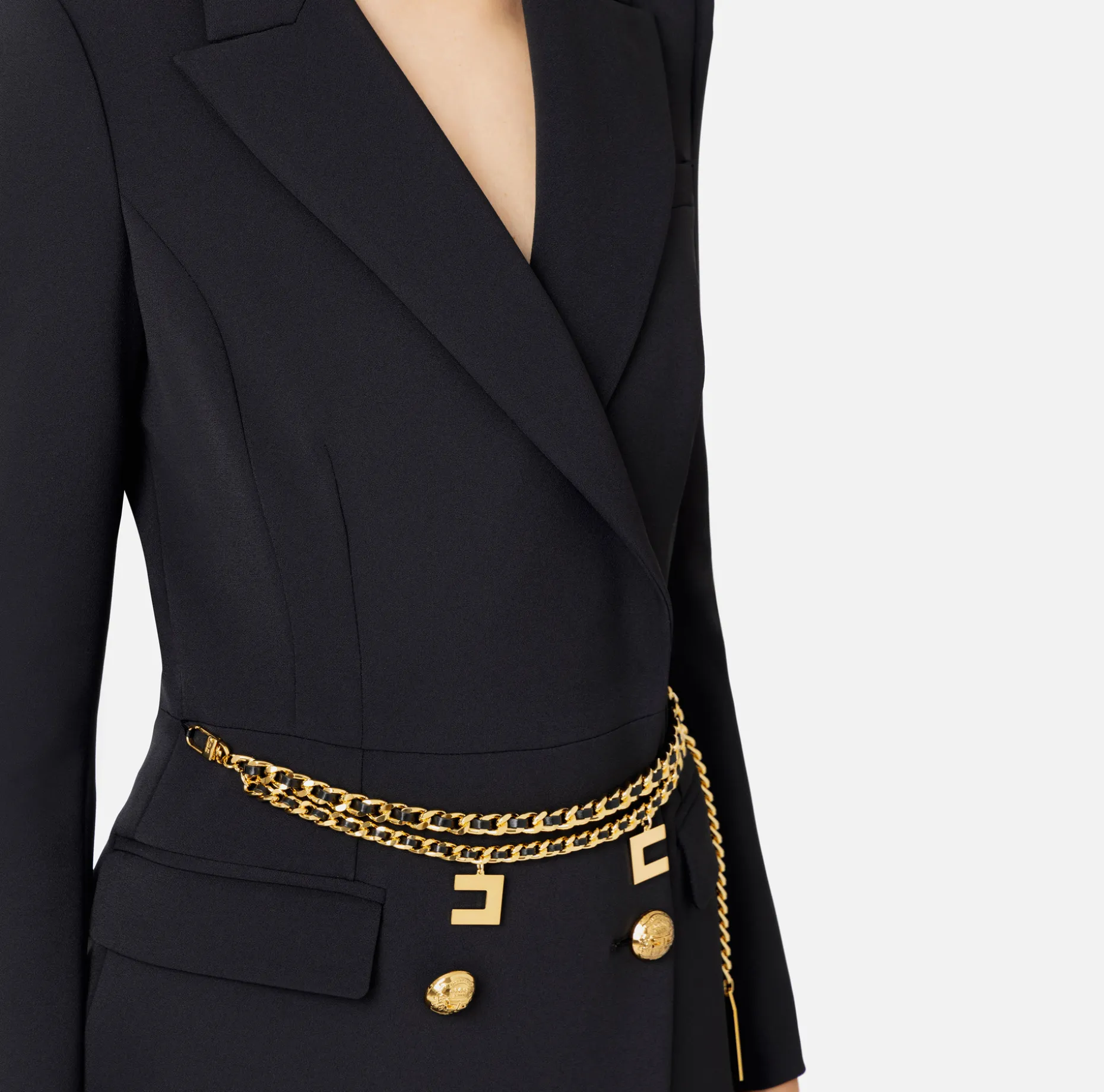 Elisabetta Franchi Dresses | Mini Dresses | Stretch coat dress in crêpe fabric with belt