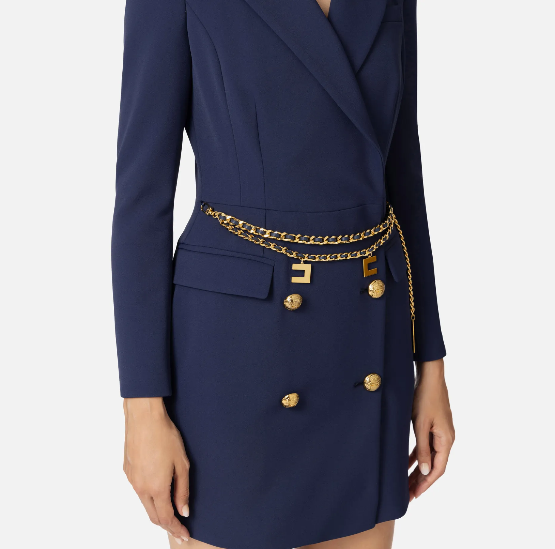 Elisabetta Franchi Dresses | Mini Dresses | Stretch coat dress in crêpe fabric with belt