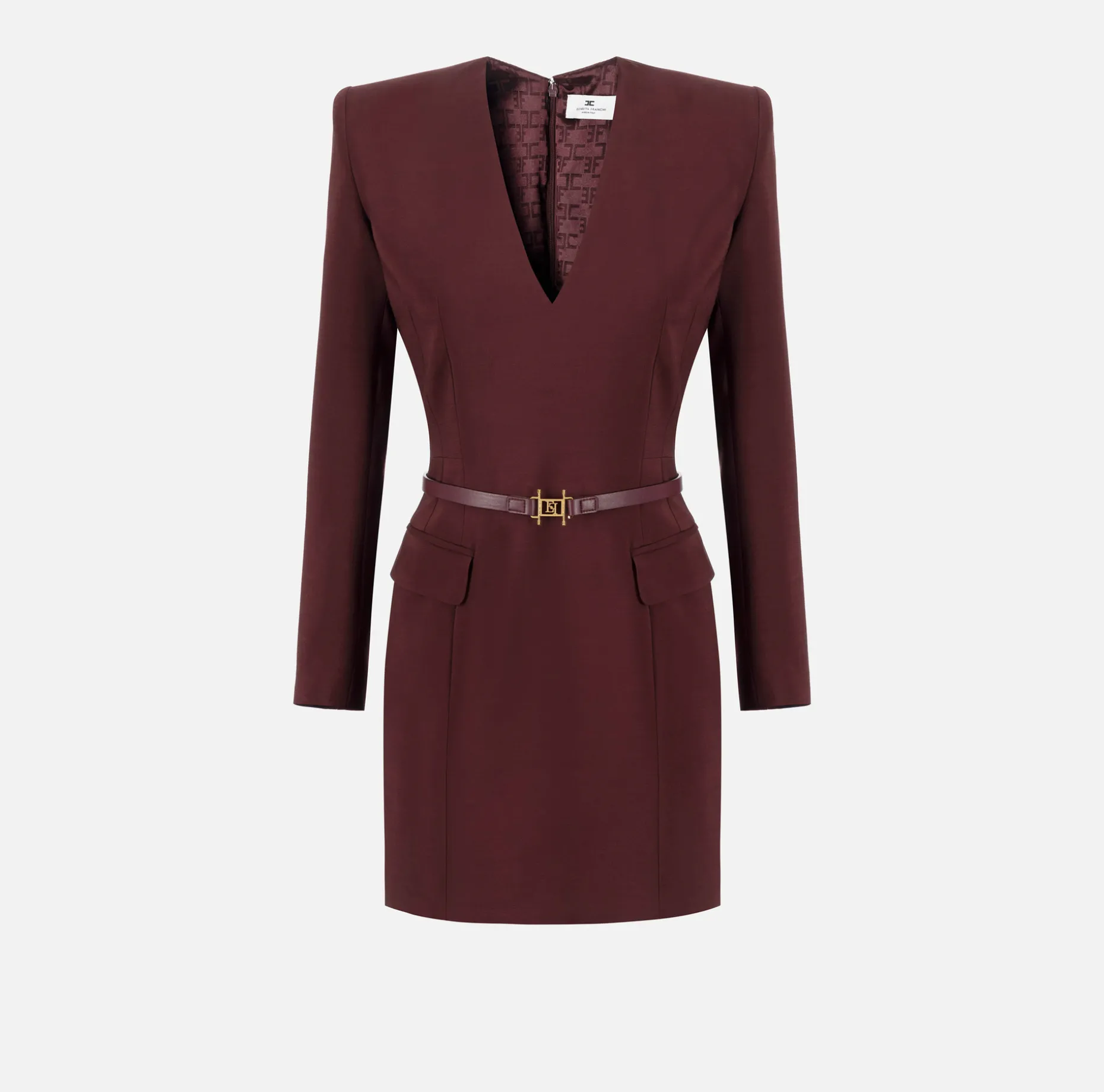 Elisabetta Franchi Mini Dresses | Dresses | Stretch cool wool mini-dress with belt