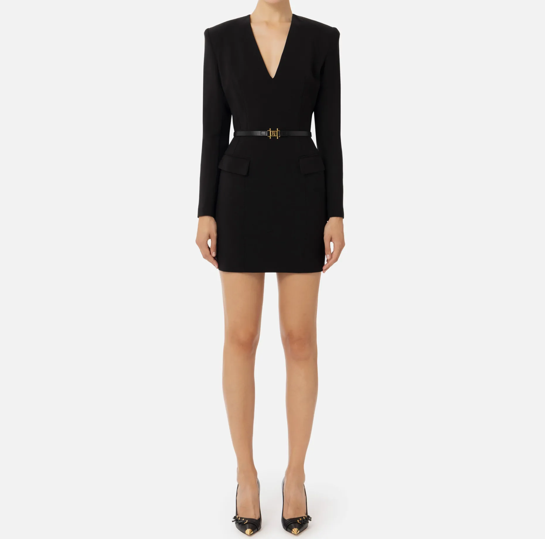 Elisabetta Franchi Mini Dresses | Dresses | Stretch cool wool mini-dress with belt