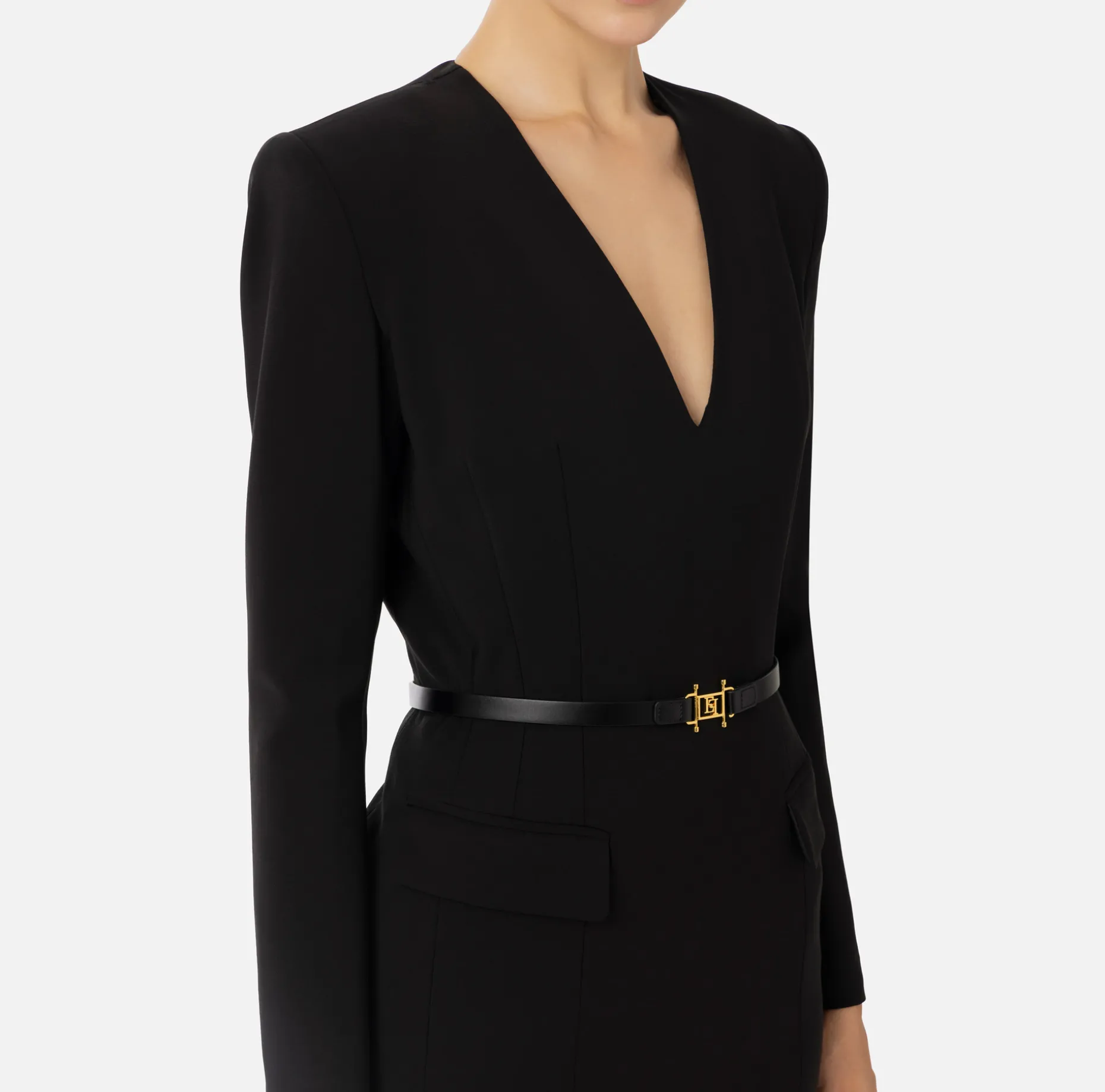 Elisabetta Franchi Mini Dresses | Dresses | Stretch cool wool mini-dress with belt