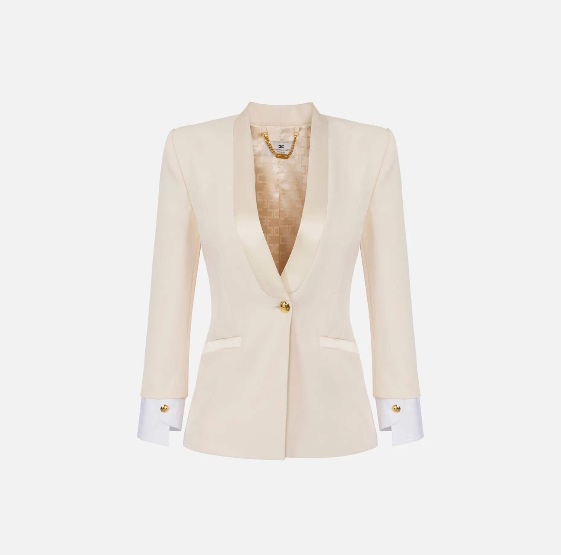 Elisabetta Franchi Jackets And Trench Coats | Tailleur | Stretch crêpe jacket with cotton cuffs