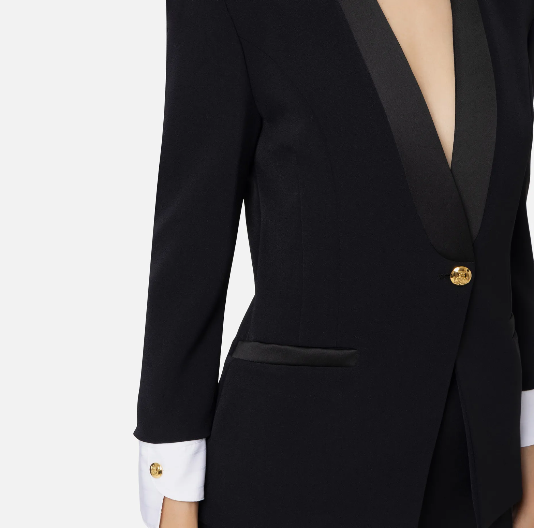 Elisabetta Franchi Jackets And Trench Coats | Tailleur | Stretch crêpe jacket with cotton cuffs