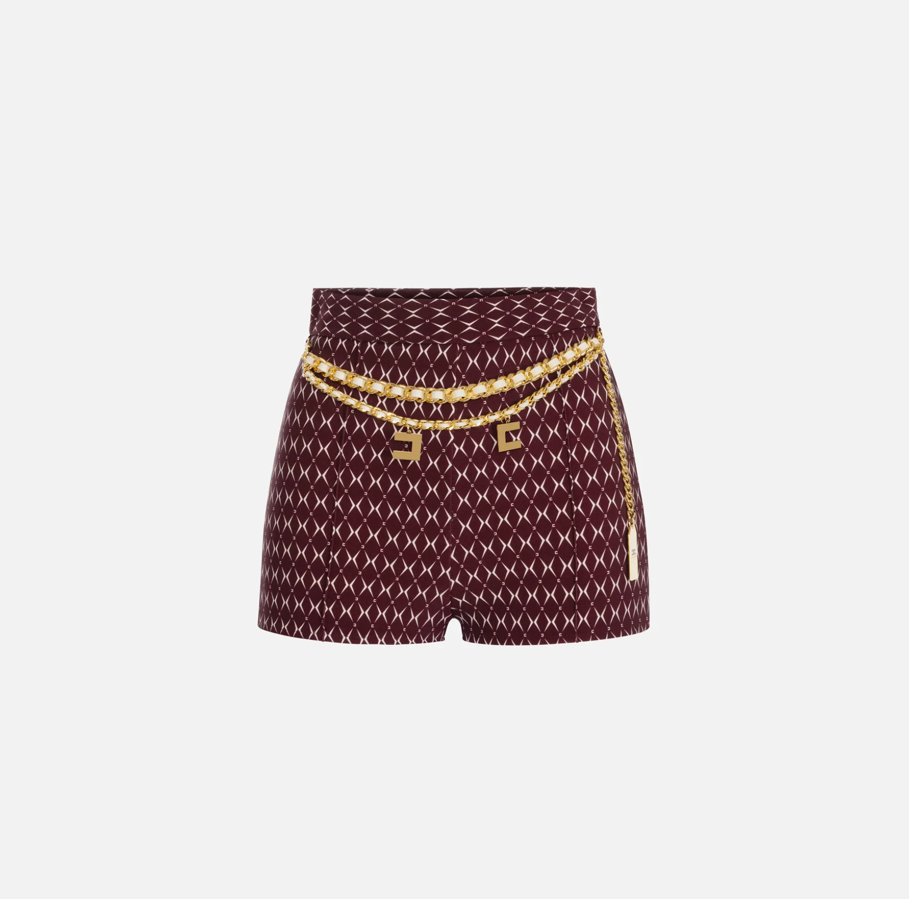 Elisabetta Franchi Trousers And Shorts | Stretch crêpe shorts with diamond print and chain