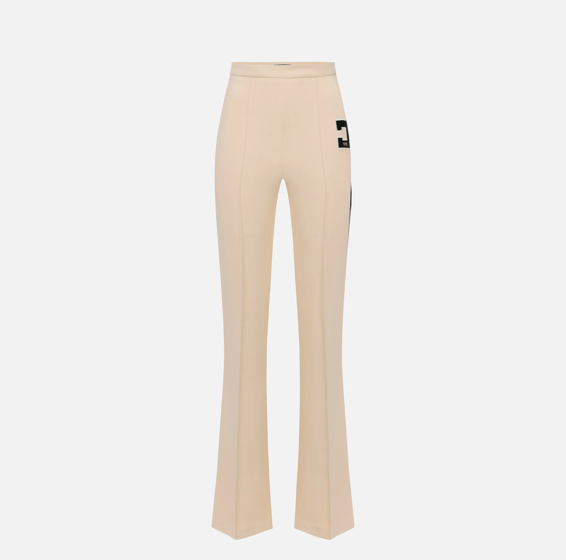 Elisabetta Franchi Trousers And Shorts | Stretch crêpe straight trousers with bands and logo embroidery