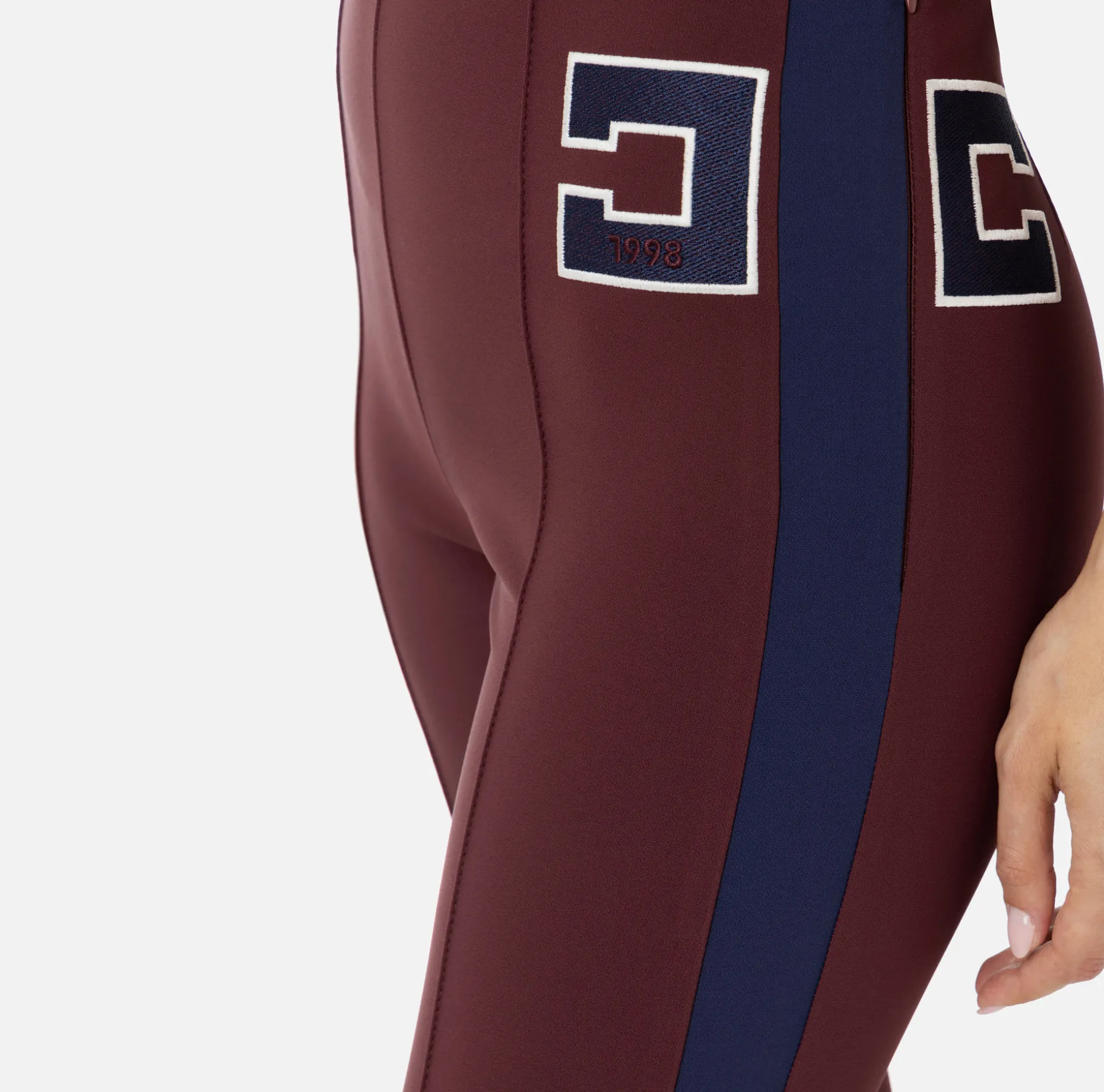 Elisabetta Franchi Trousers And Shorts | Stretch crêpe straight trousers with bands and logo embroidery